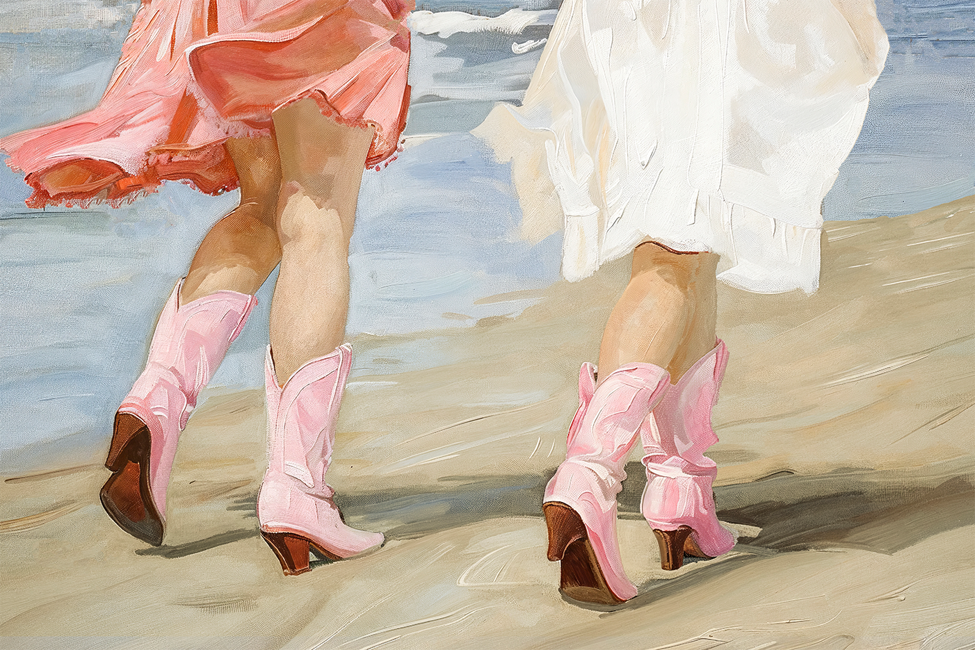 wall-art-print-canvas-poster-framed-Beach Cow Girls, Style C , By Lady Hana-1