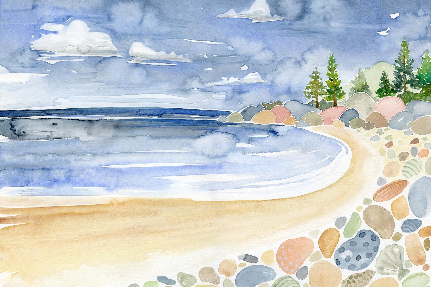 wall-art-print-canvas-poster-framed-Beach Scene, Style B-1