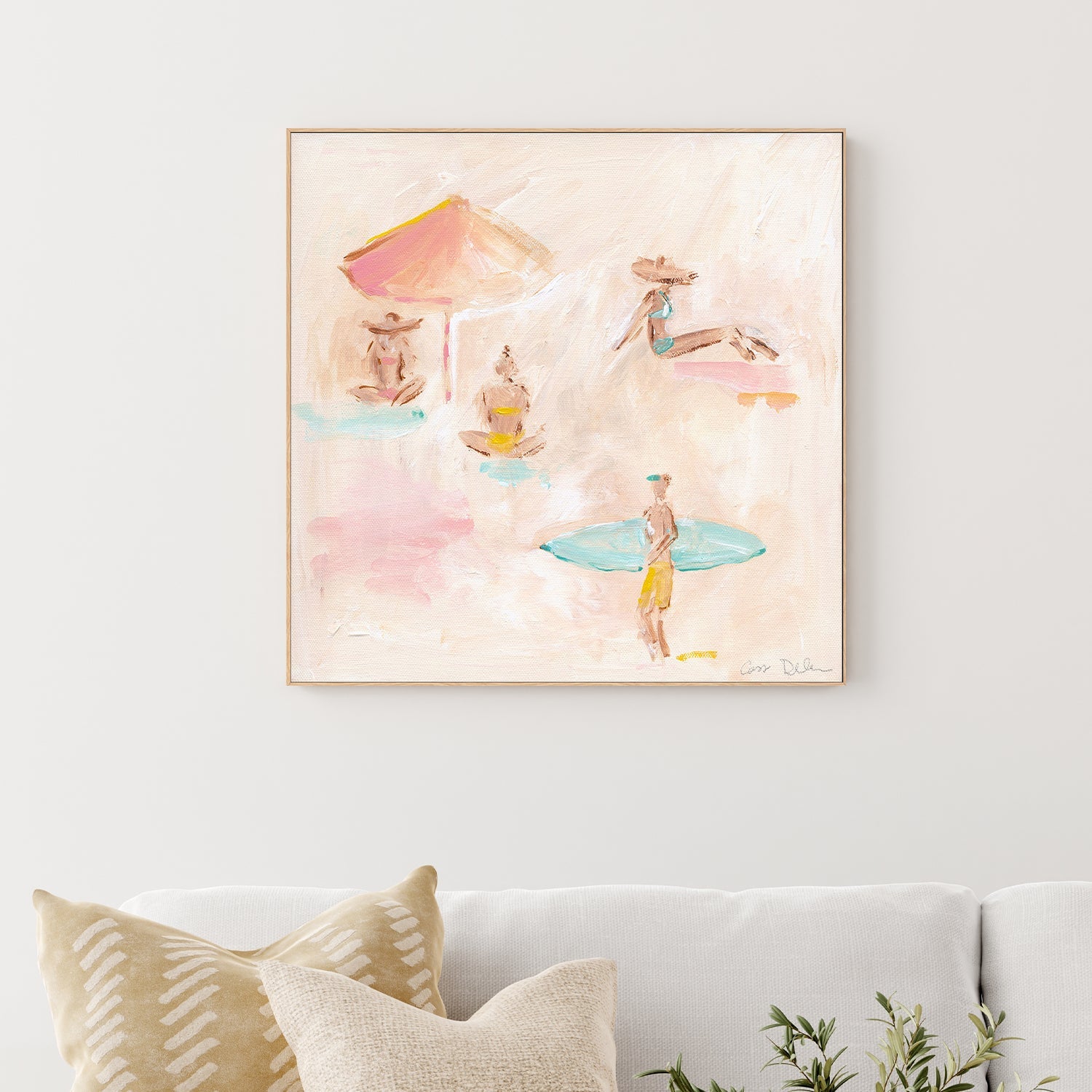 wall-art-print-canvas-poster-framed-Beach Scene With Umbrella , By Cass Deller-2