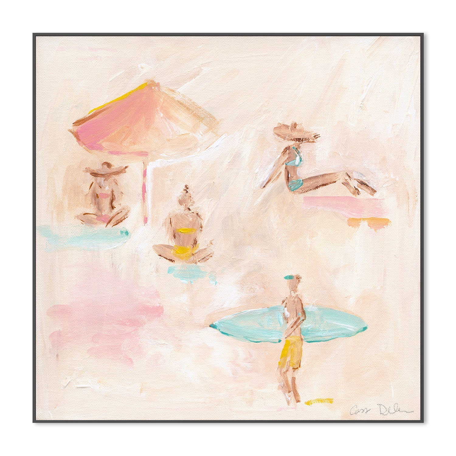 wall-art-print-canvas-poster-framed-Beach Scene With Umbrella , By Cass Deller-3