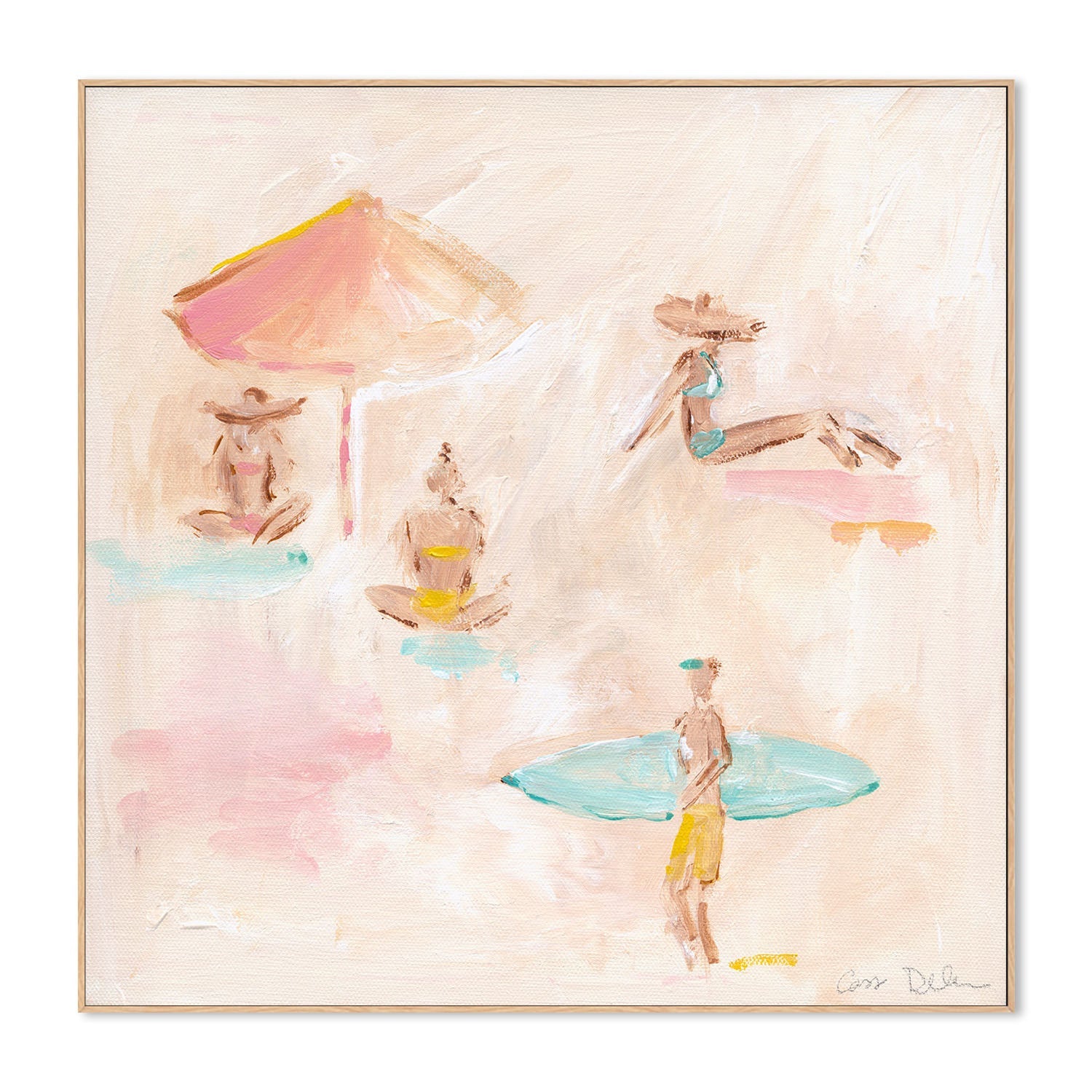 wall-art-print-canvas-poster-framed-Beach Scene With Umbrella , By Cass Deller-4