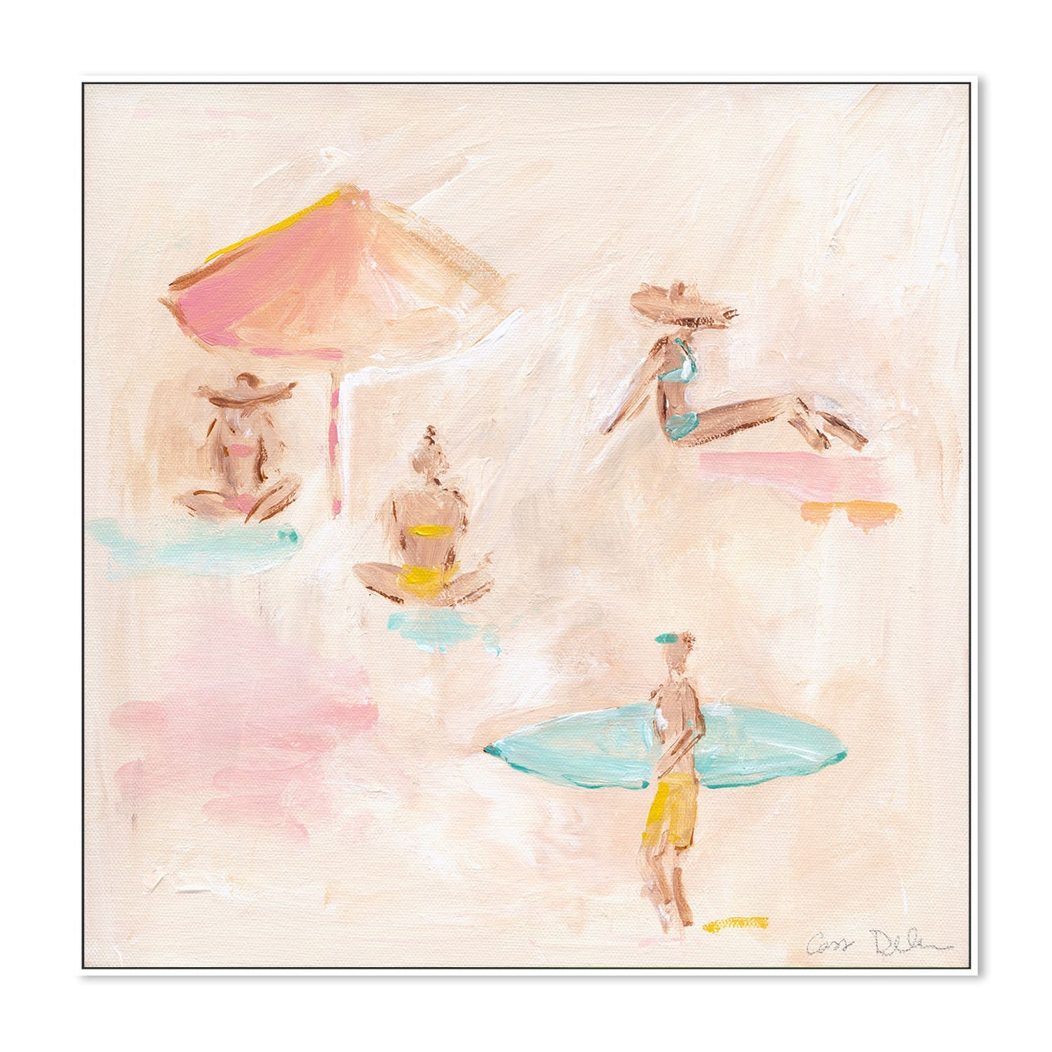 wall-art-print-canvas-poster-framed-Beach Scene With Umbrella , By Cass Deller-5