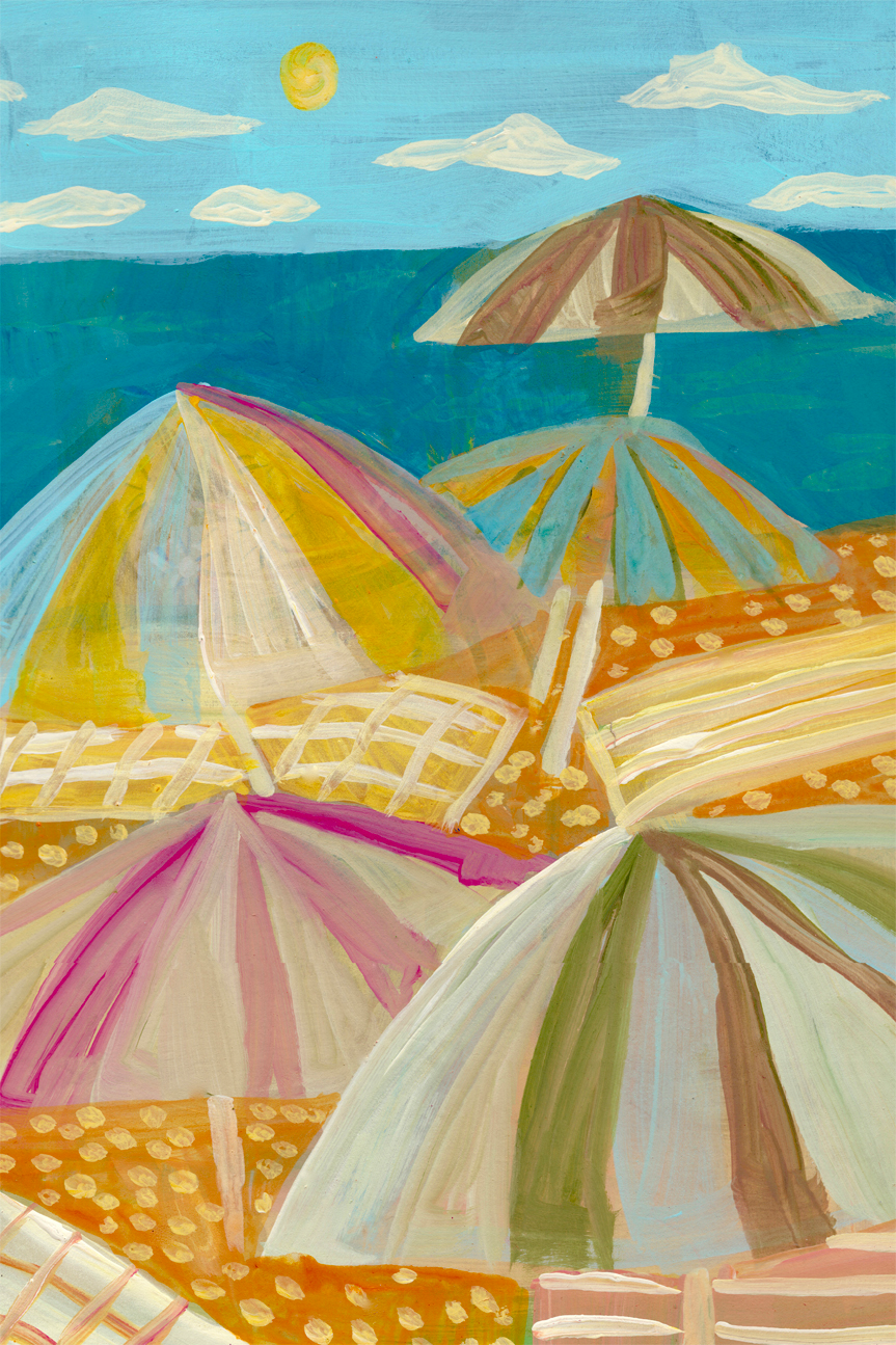 wall-art-print-canvas-poster-framed-Beach Umbrellas , By Eleanor Baker-1