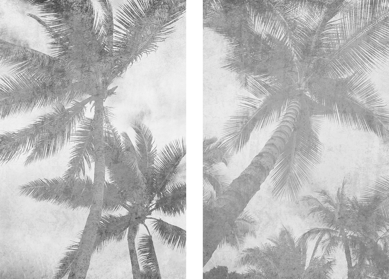Beachscape Pink Palms, Style A & B, Set Of 2