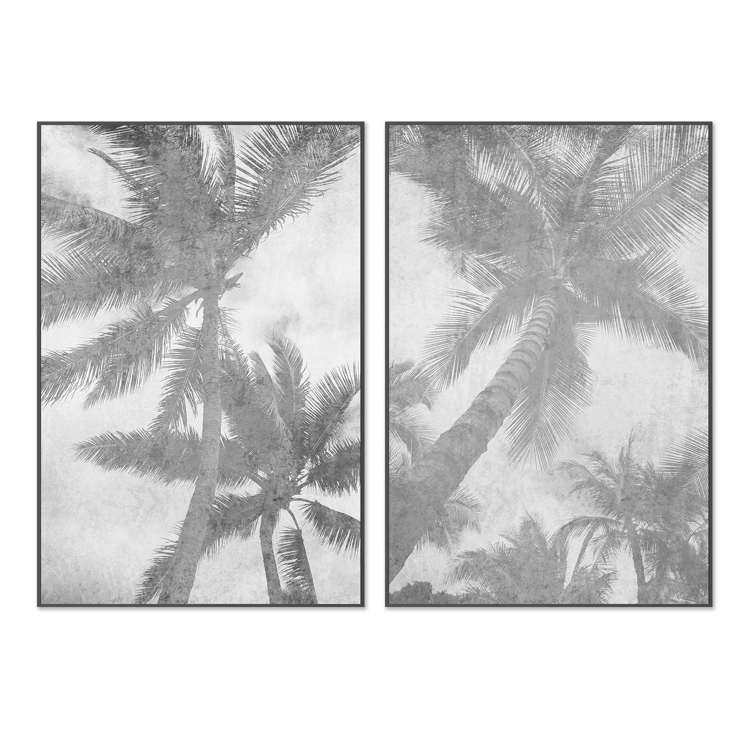 Beachscape Pink Palms, Style A & B, Set Of 2