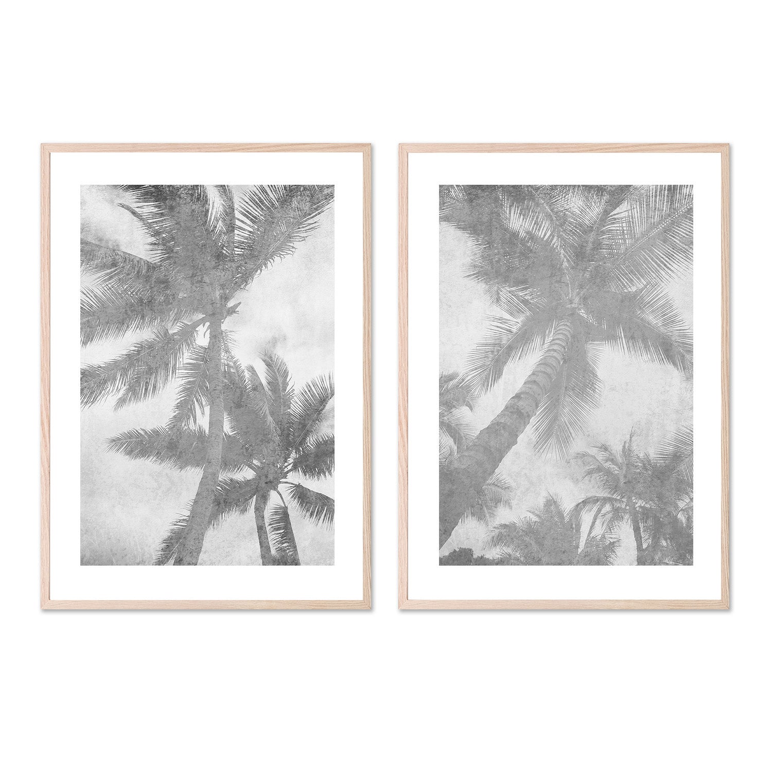 Beachscape Pink Palms, Style A & B, Set Of 2