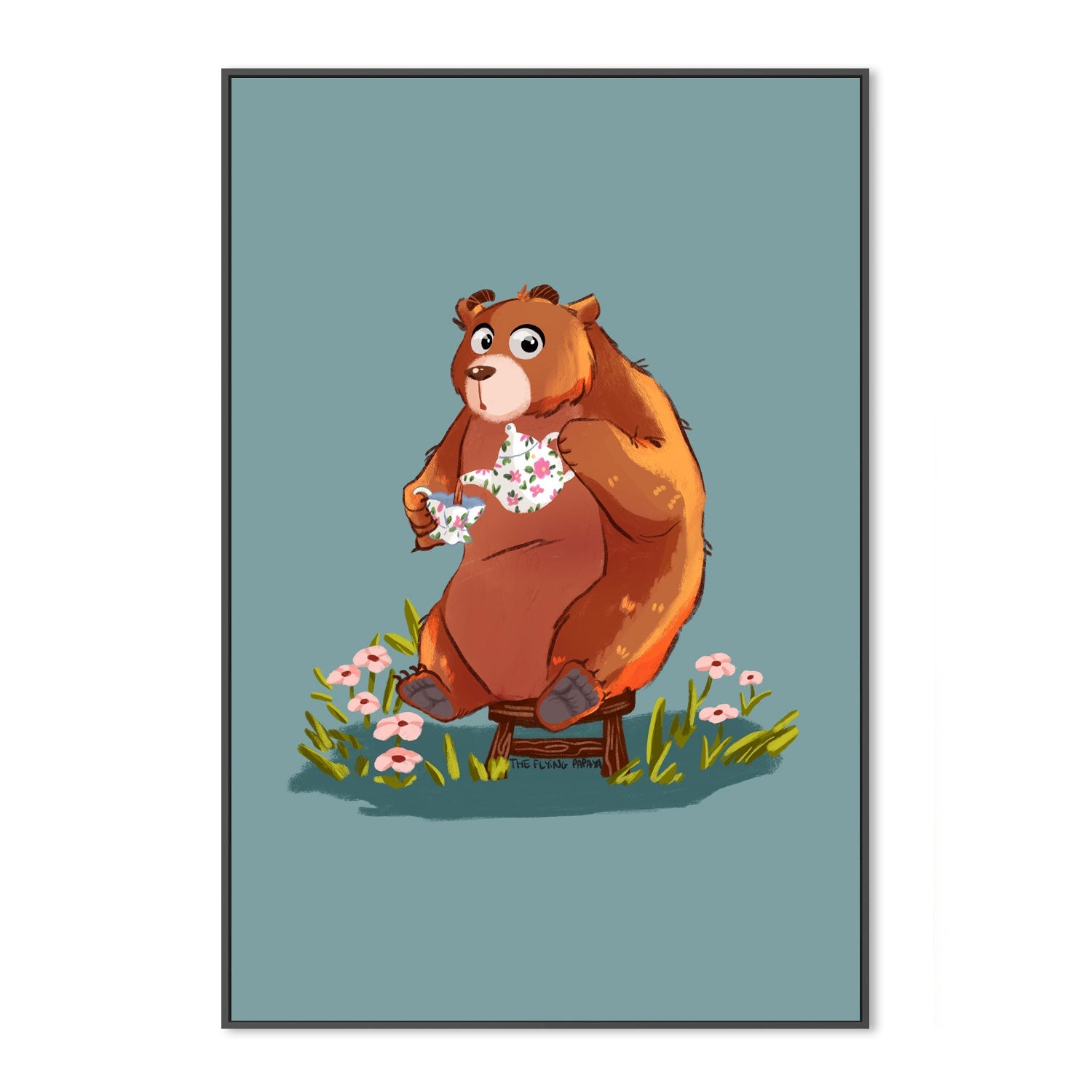 wall-art-print-canvas-poster-framed-Bear And Tea , By The Flying Papaya-3