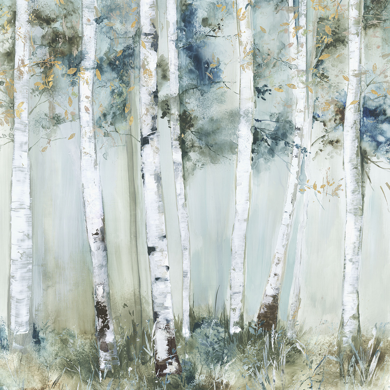 wall-art-print-canvas-poster-framed-Birch Blue Forest-1