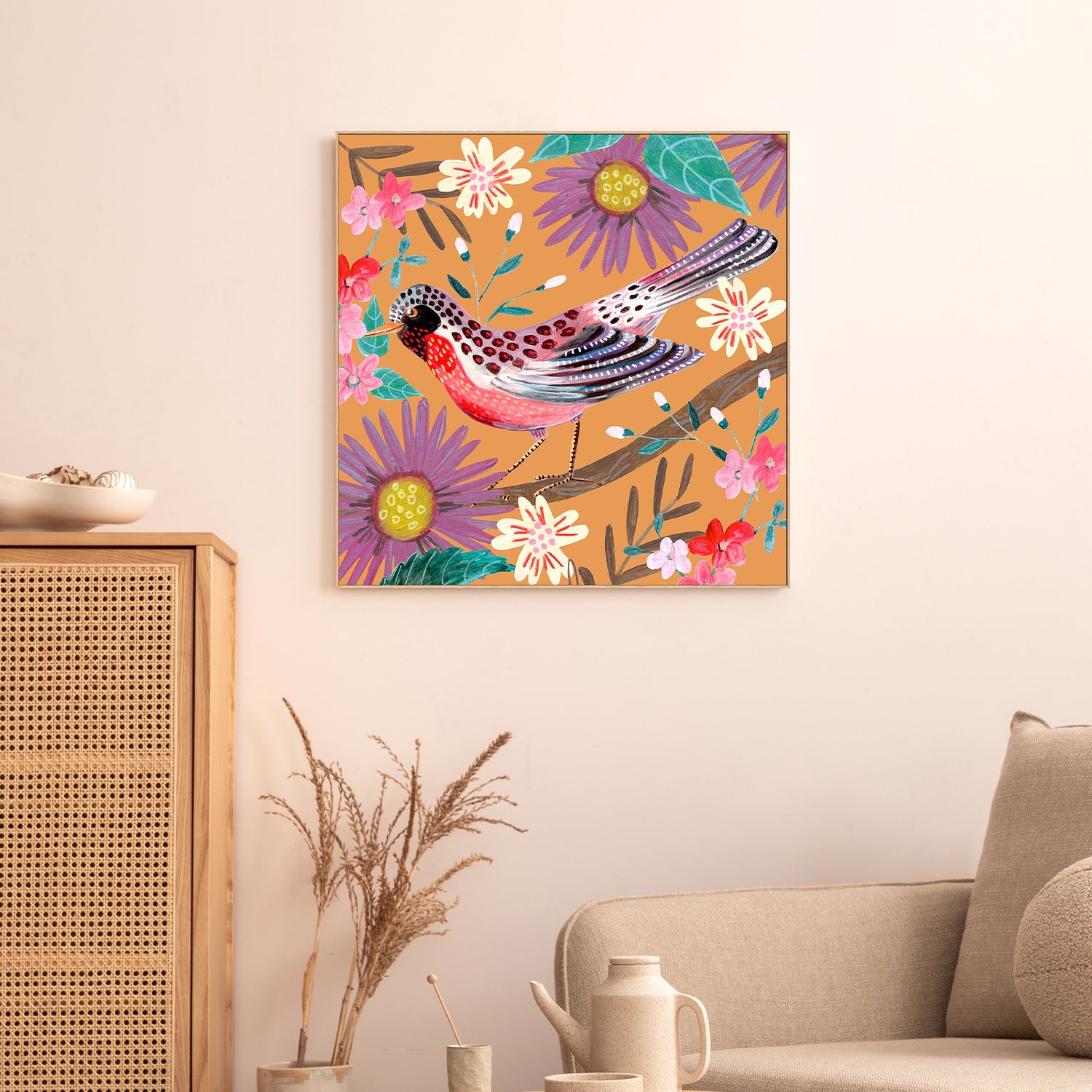 wall-art-print-canvas-poster-framed-Bird and Flowers, Style B-8
