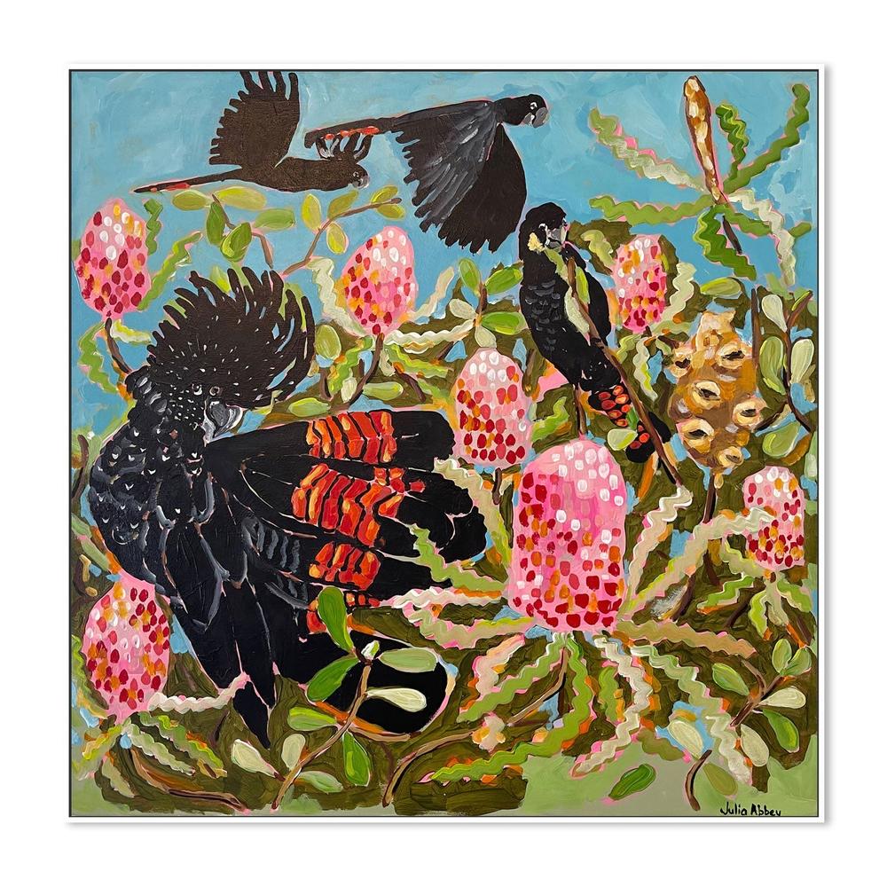 wall-art-print-canvas-poster-framed-Birds And Banksias , By Julia Abbey-5