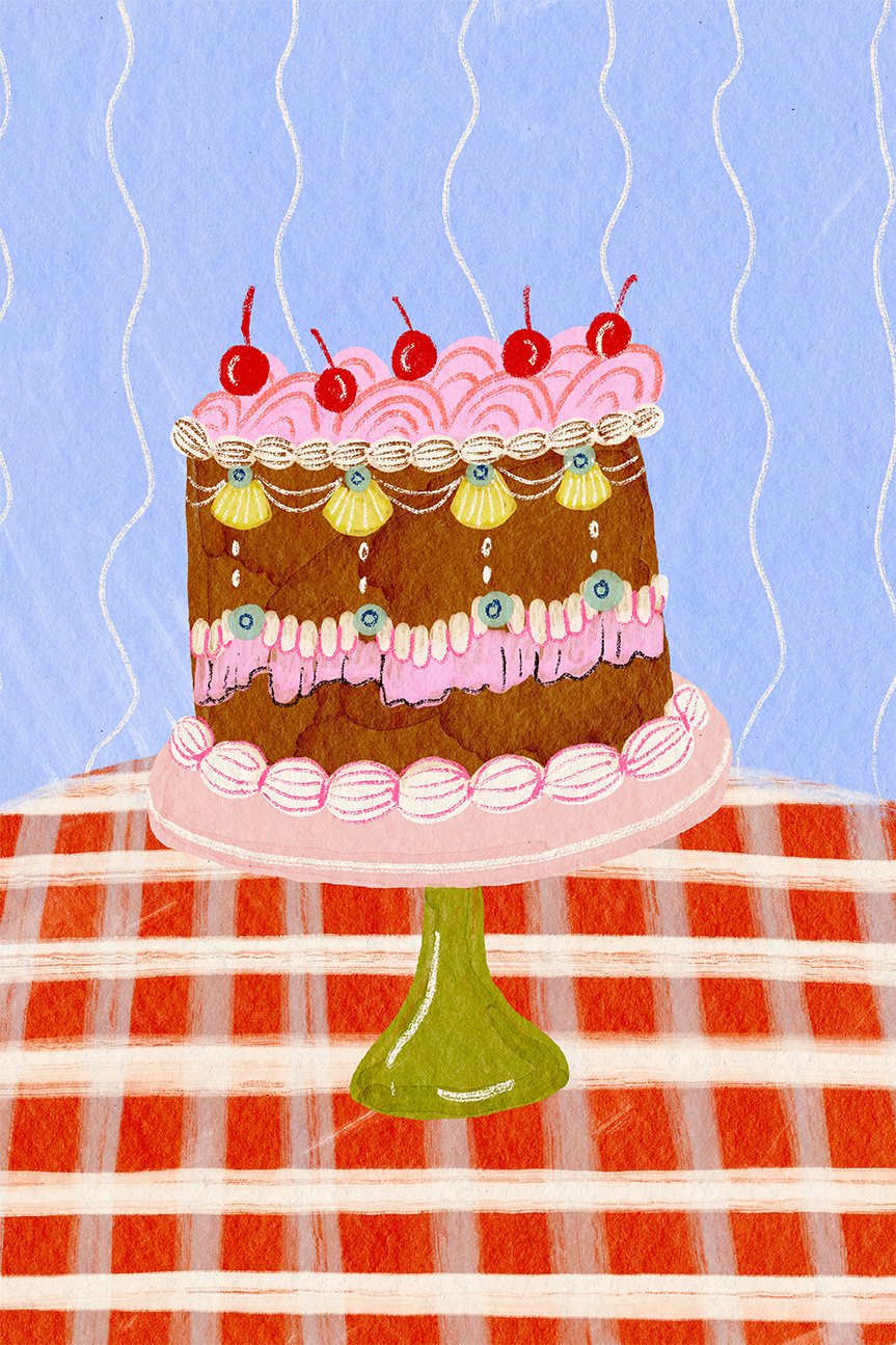 wall-art-print-canvas-poster-framed-Birthday Cake And Cherries , By Kartika Paramita-1
