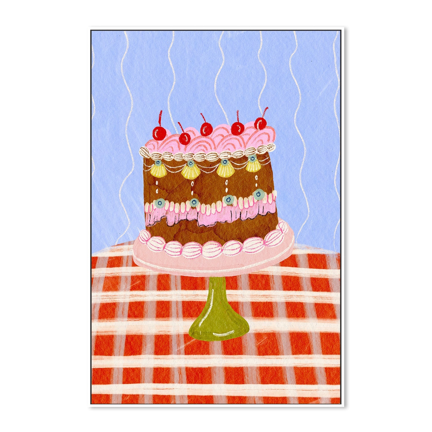 wall-art-print-canvas-poster-framed-Birthday Cake And Cherries , By Kartika Paramita-5
