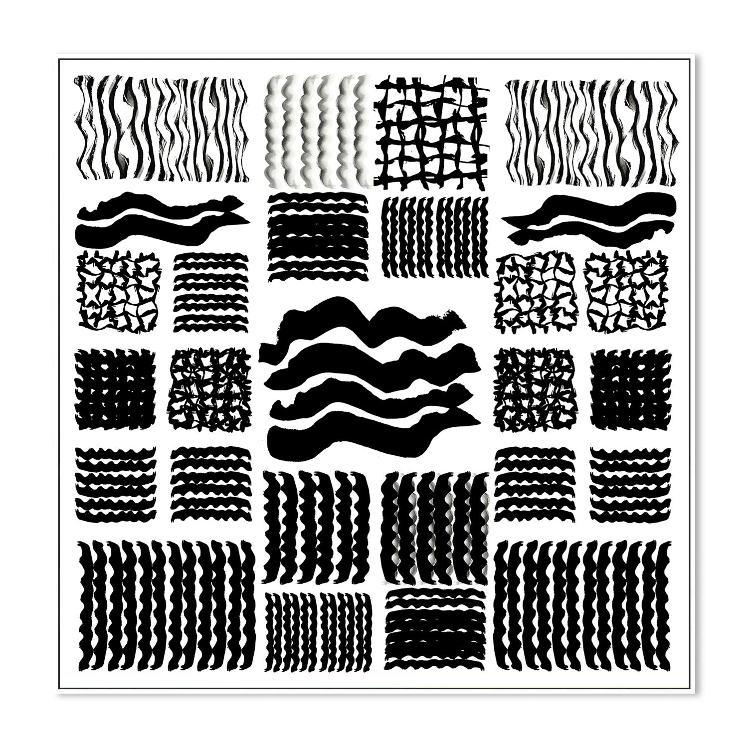 wall-art-print-canvas-poster-framed-Black and White Squiggle Grid, Style A-5