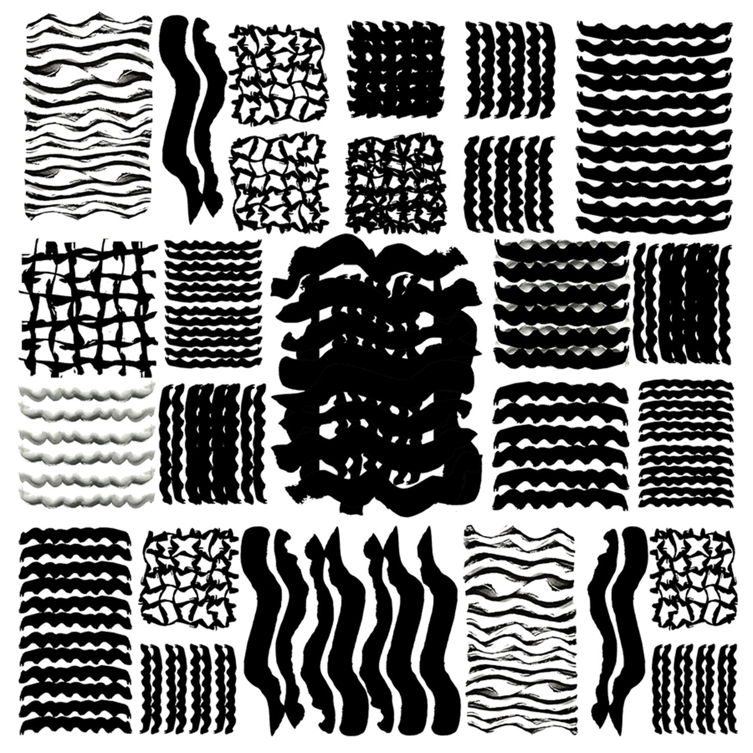 wall-art-print-canvas-poster-framed-Black and White Squiggle Grid, Style B-1