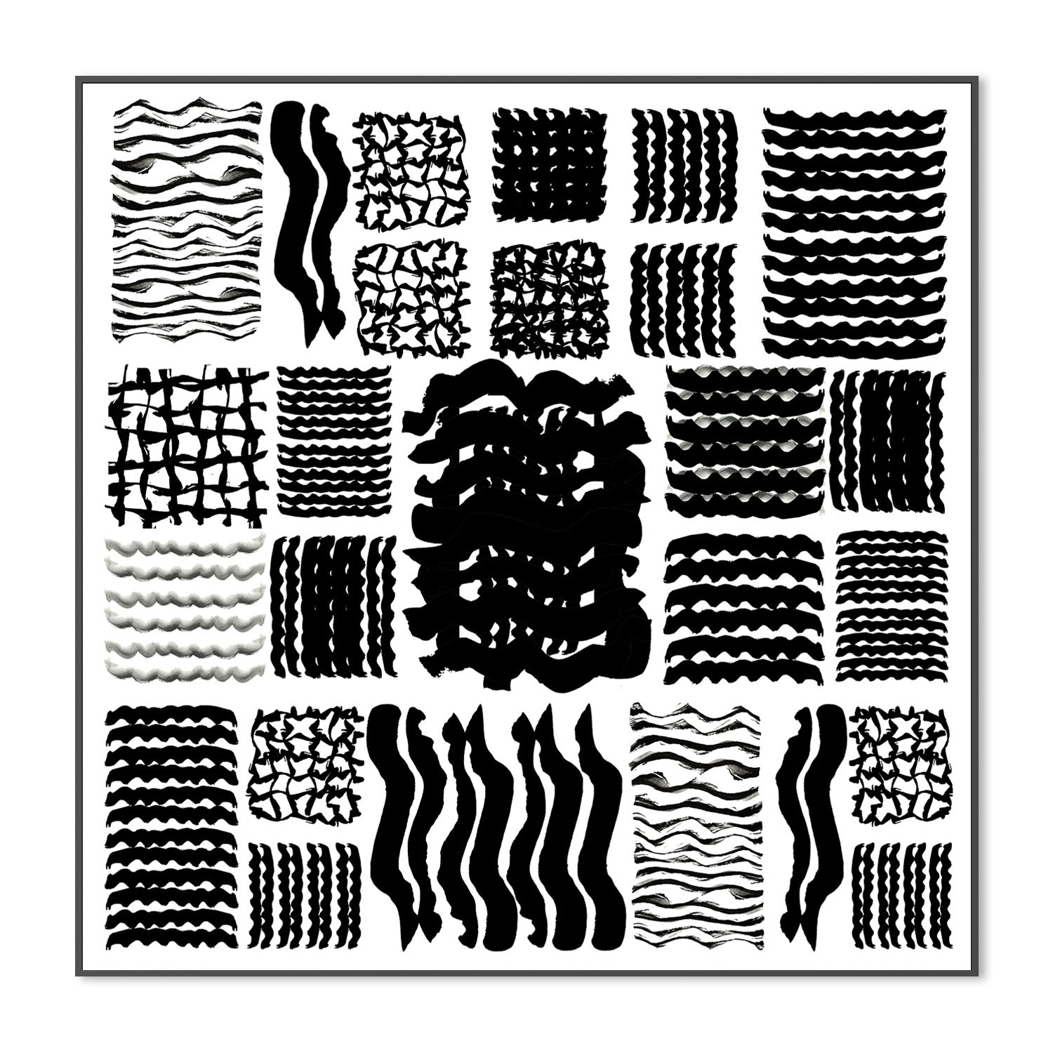wall-art-print-canvas-poster-framed-Black and White Squiggle Grid, Style B-3