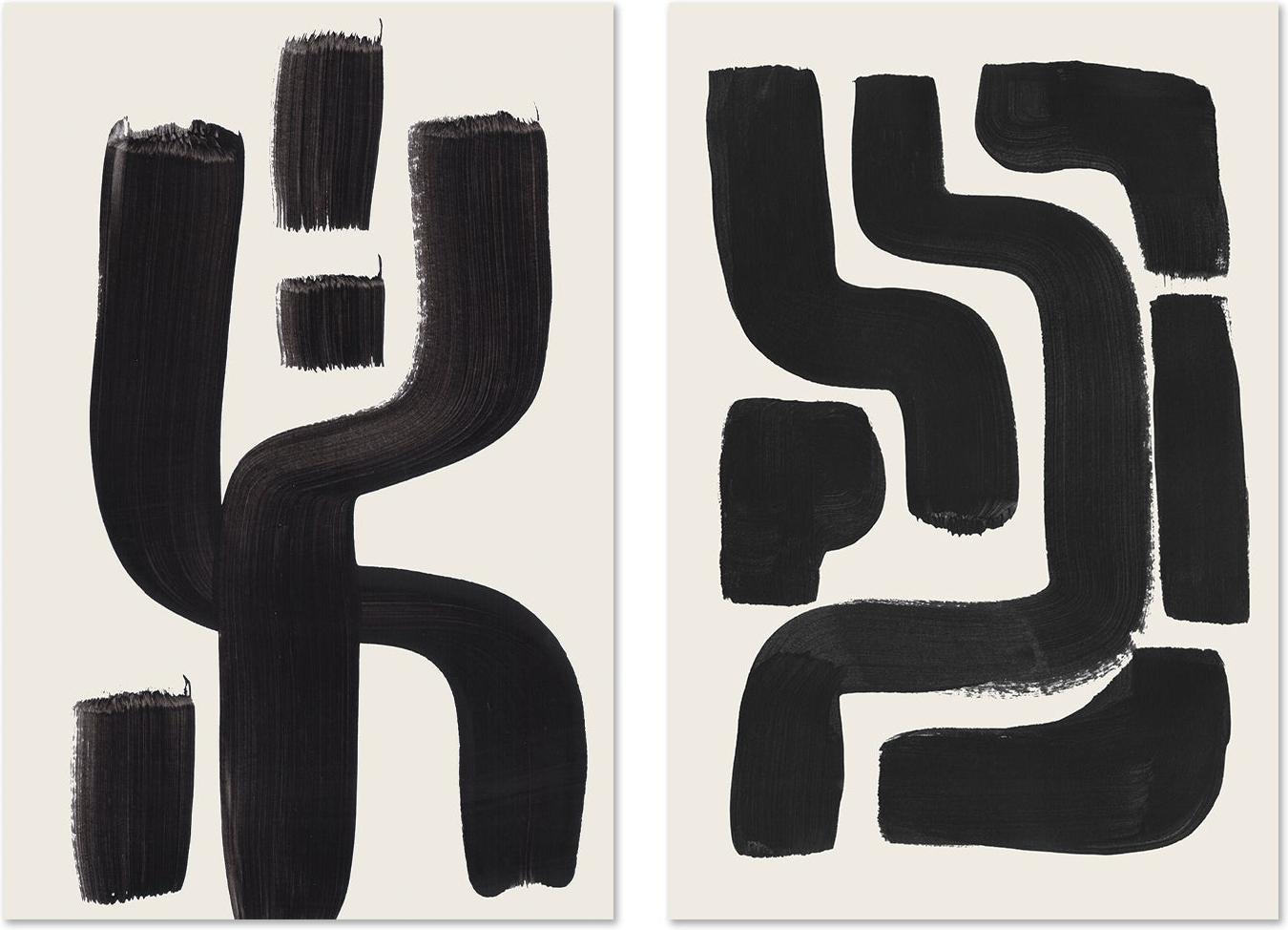wall-art-print-canvas-poster-framed-Black Maze, Set Of 2 , By Ejaaz Haniff-GIOIA-WALL-ART