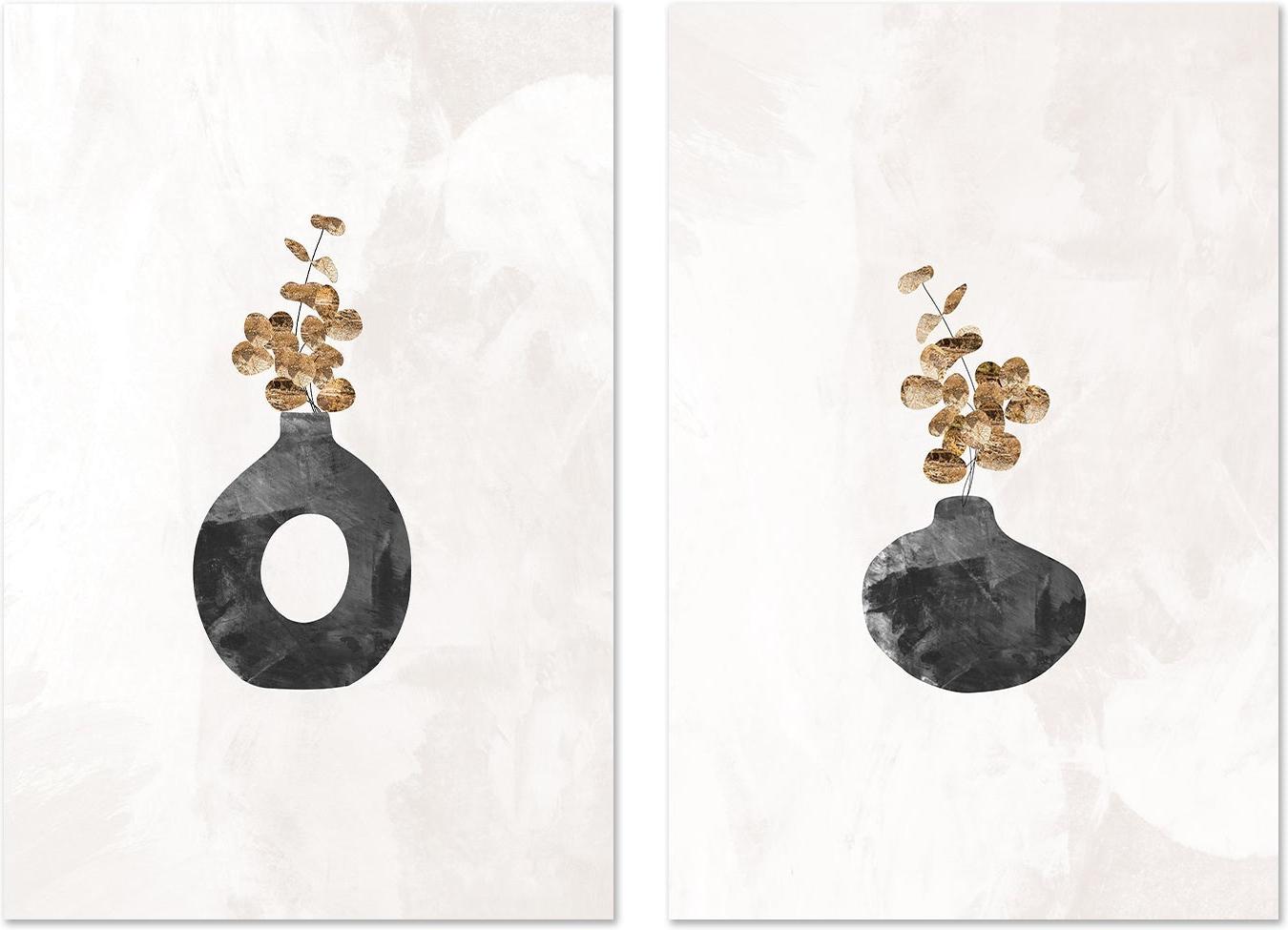 wall-art-print-canvas-poster-framed-Black Potted Plants, Style A & B, Set Of 2 , By Sarah Manovski-GIOIA-WALL-ART