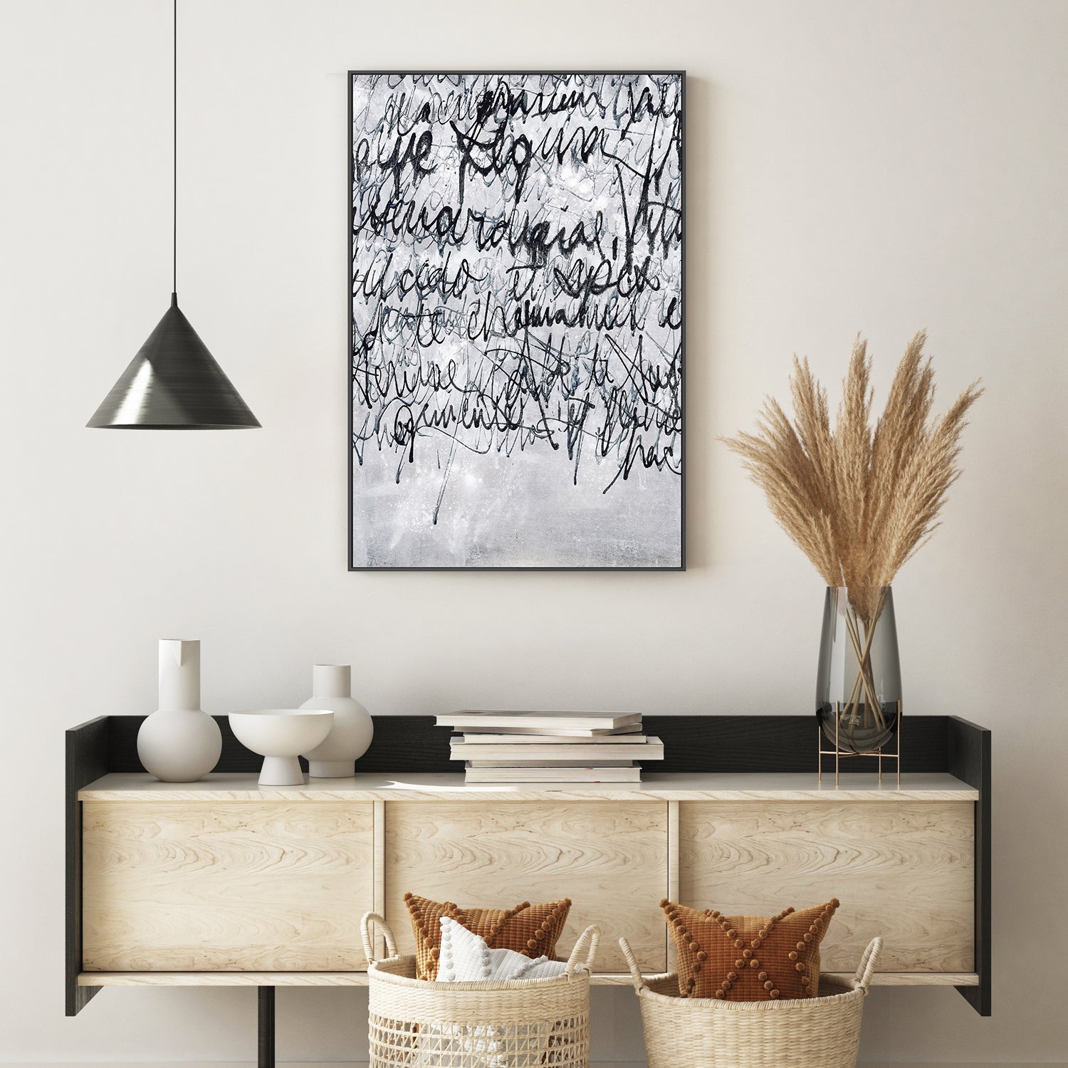 wall-art-print-canvas-poster-framed-Black Script With Border , By Gianna Summa-7
