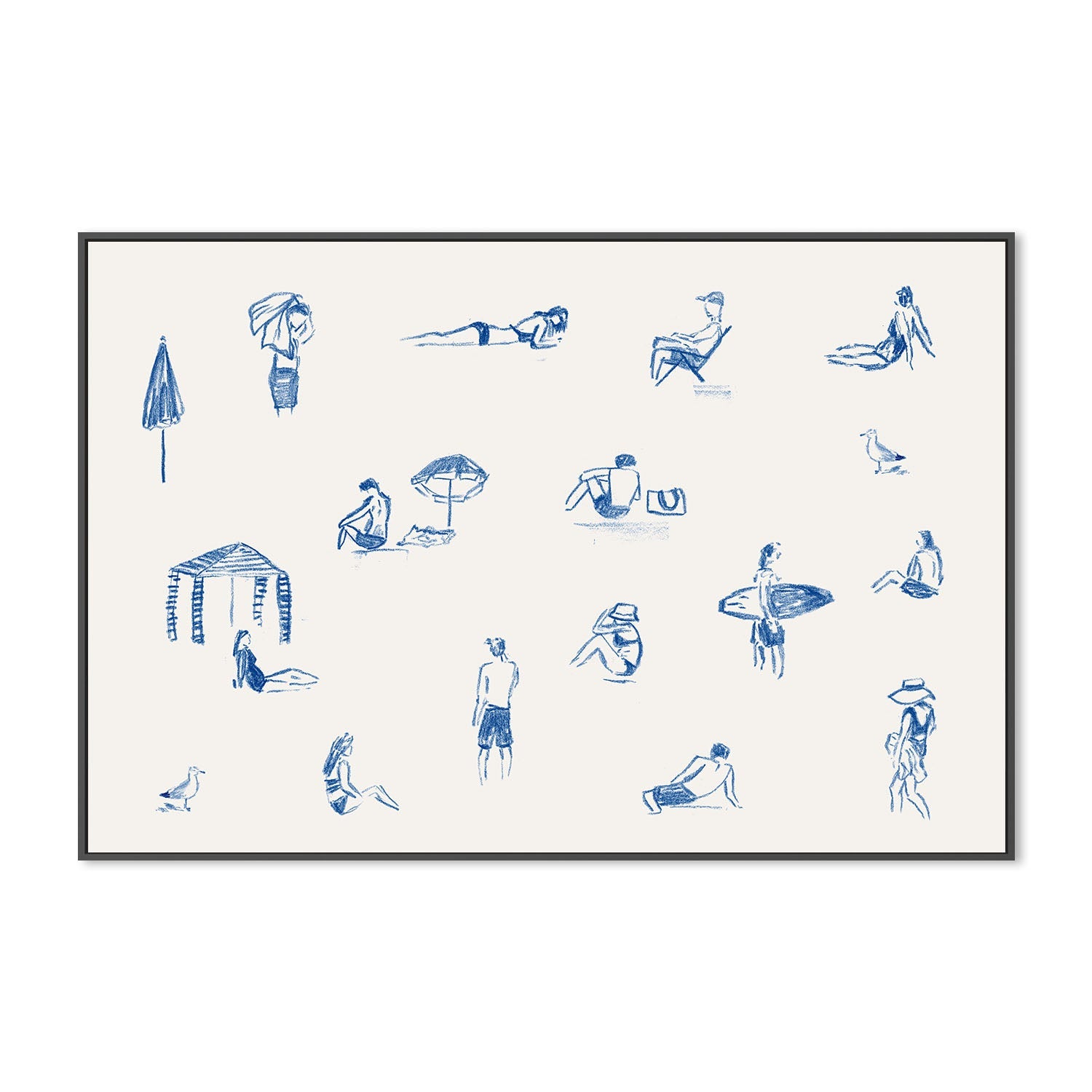 wall-art-print-canvas-poster-framed-Blue Beach People Landscape , By Cass Deller-3