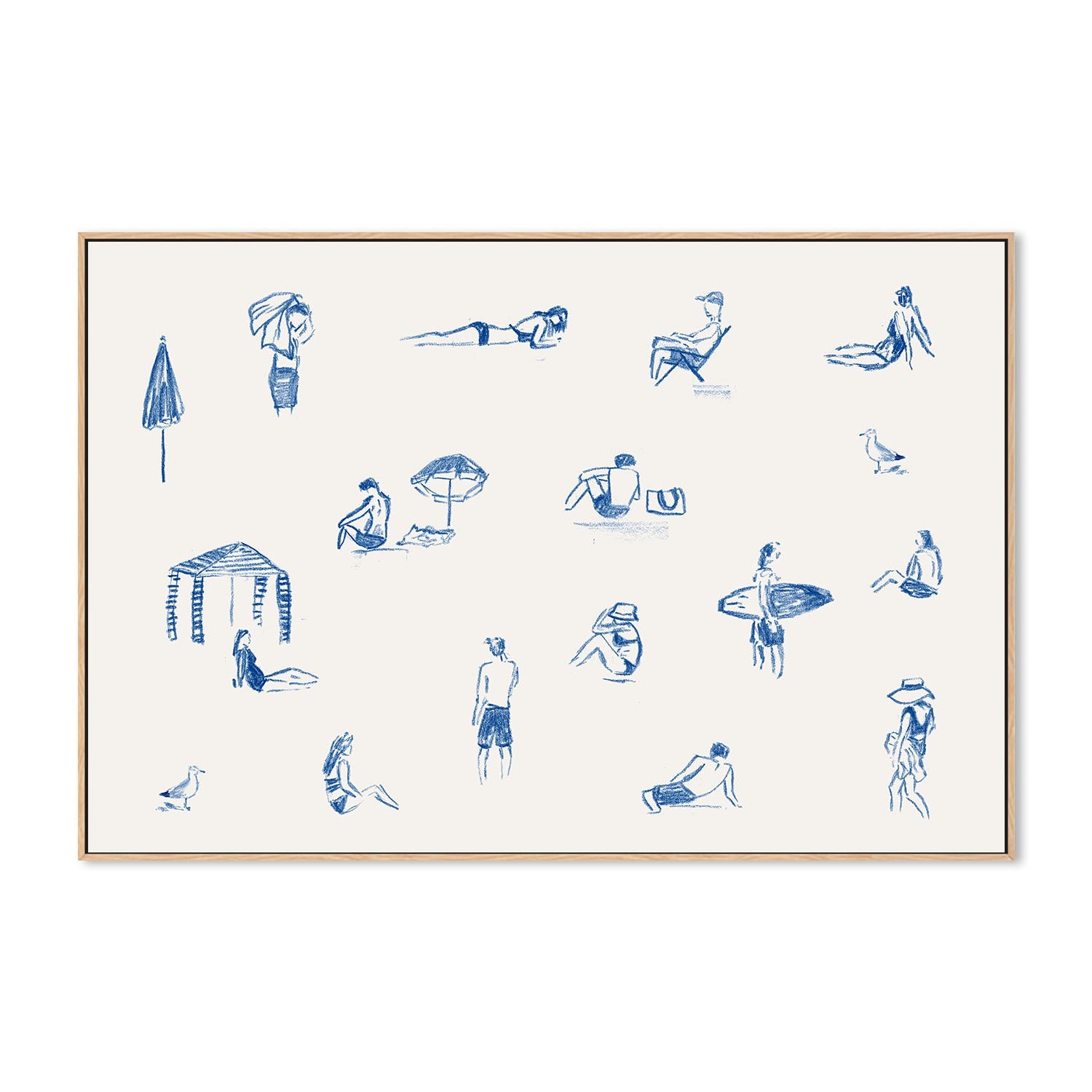 wall-art-print-canvas-poster-framed-Blue Beach People Landscape , By Cass Deller-4