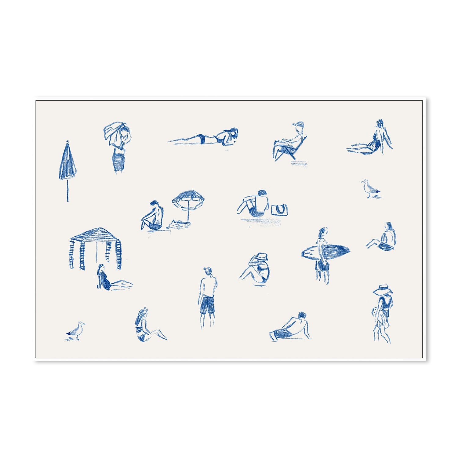 wall-art-print-canvas-poster-framed-Blue Beach People Landscape , By Cass Deller-5