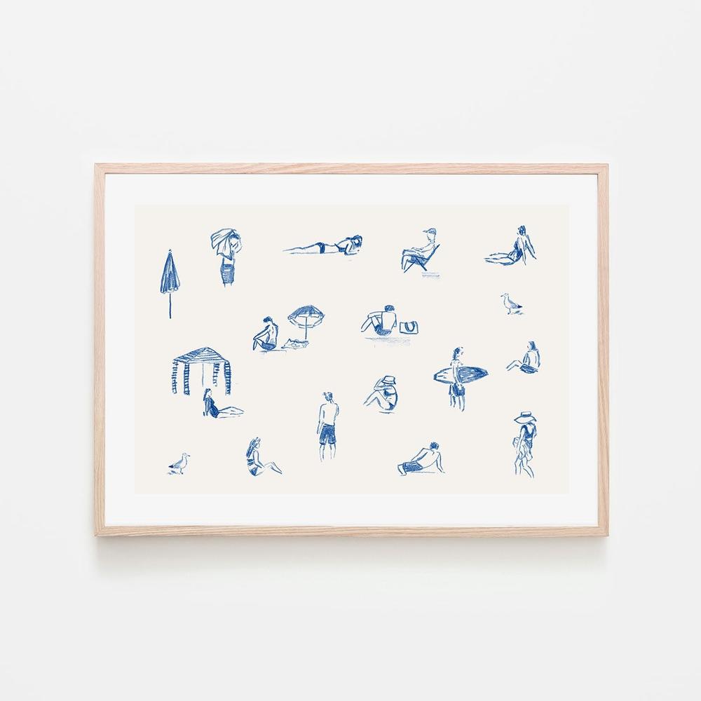 wall-art-print-canvas-poster-framed-Blue Beach People Landscape , By Cass Deller-6