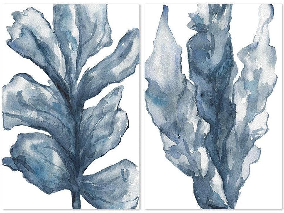 wall-art-print-canvas-poster-framed-Blue Coral, Set of 2-by-Emily Wood-Gioia Wall Art