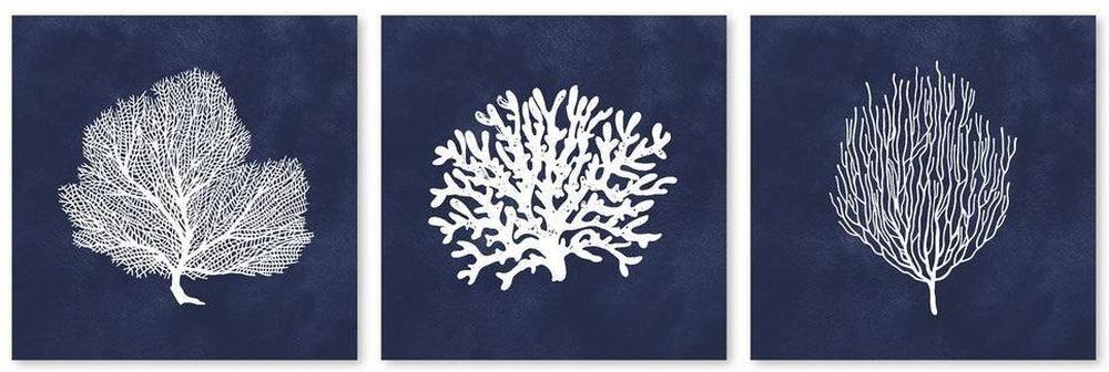 wall-art-print-canvas-poster-framed-Blue Coral, Set Of 3-by-Gioia Wall Art-Gioia Wall Art