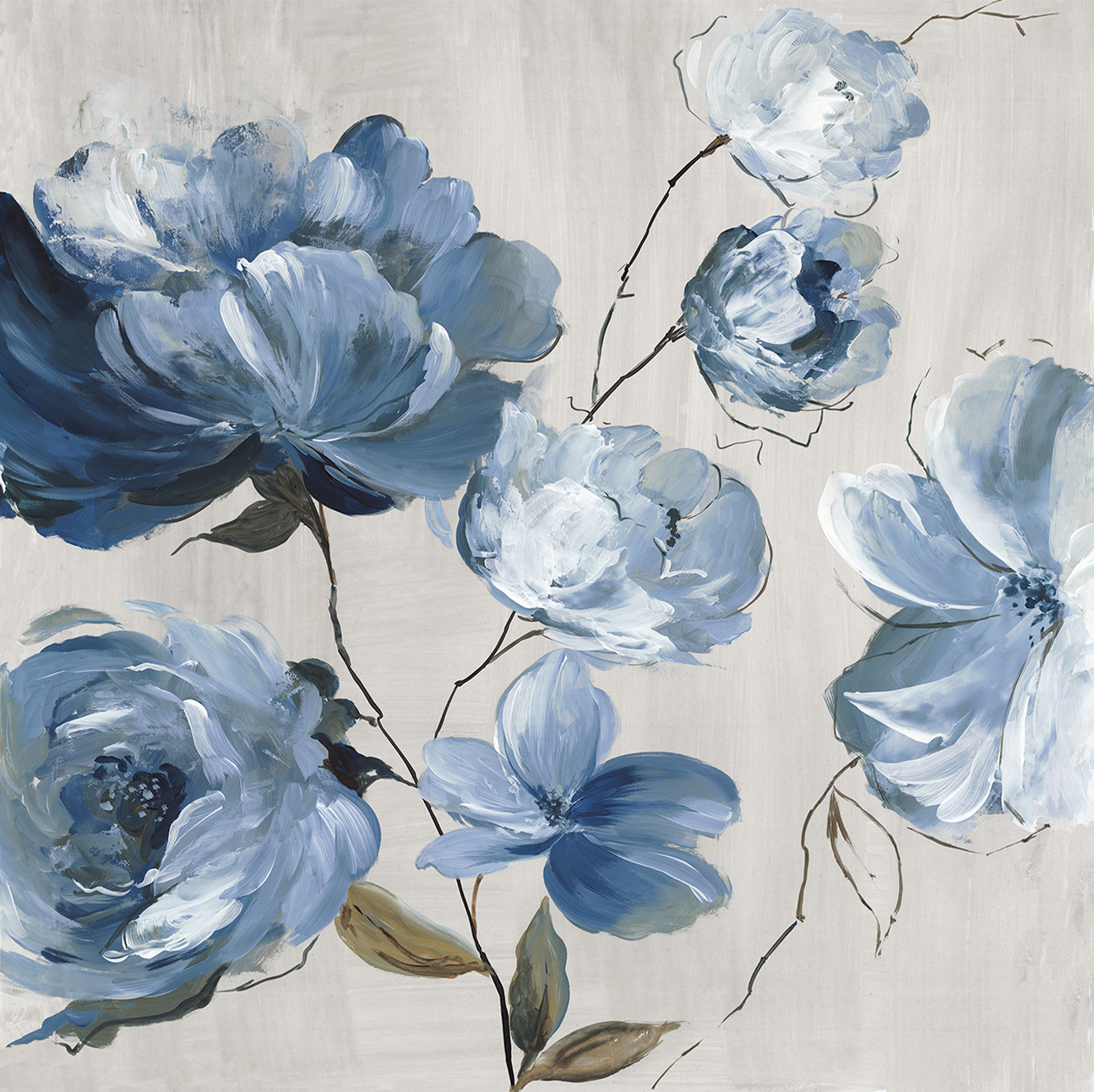 wall-art-print-canvas-poster-framed-Blue Florals Cascade , By Asia Jensen-1