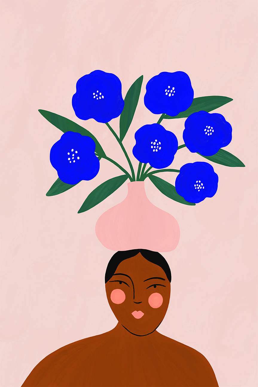 wall-art-print-canvas-poster-framed-Blue Flowers , By Constanza Goeppinger-1