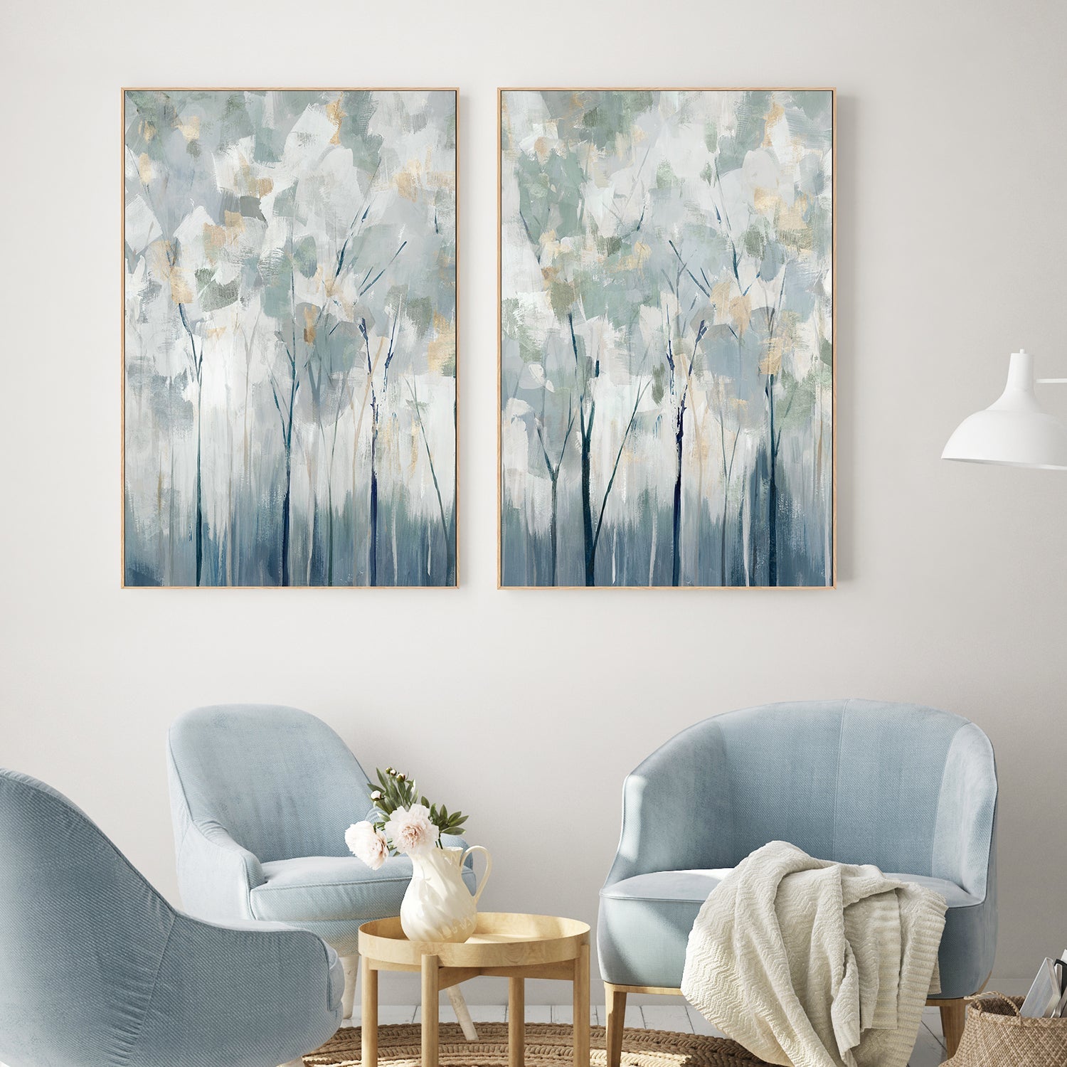 wall-art-print-canvas-poster-framed-Blue Forest Adventure, Style A & B, Set Of 2 , By Ian C-2