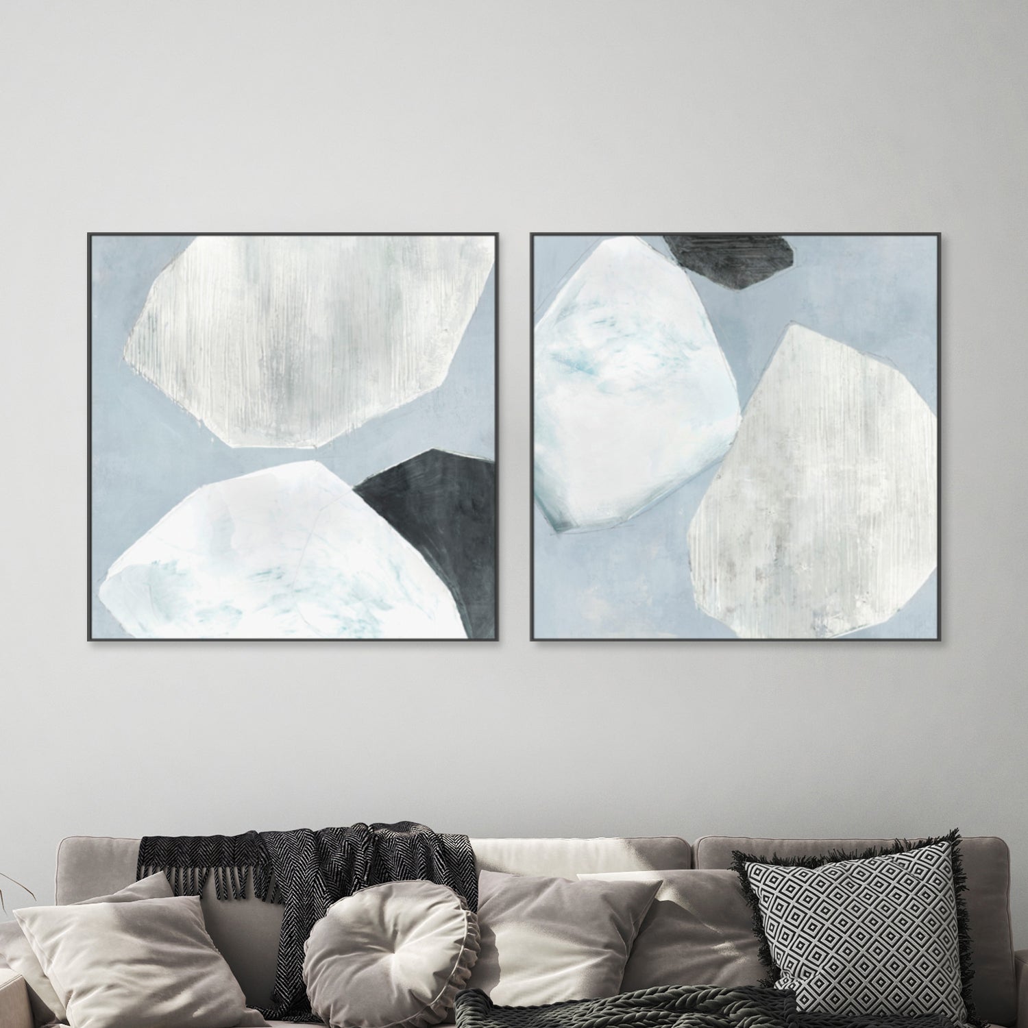 wall-art-print-canvas-poster-framed-Blue Foundtain, Style A & B, Set Of 2-2