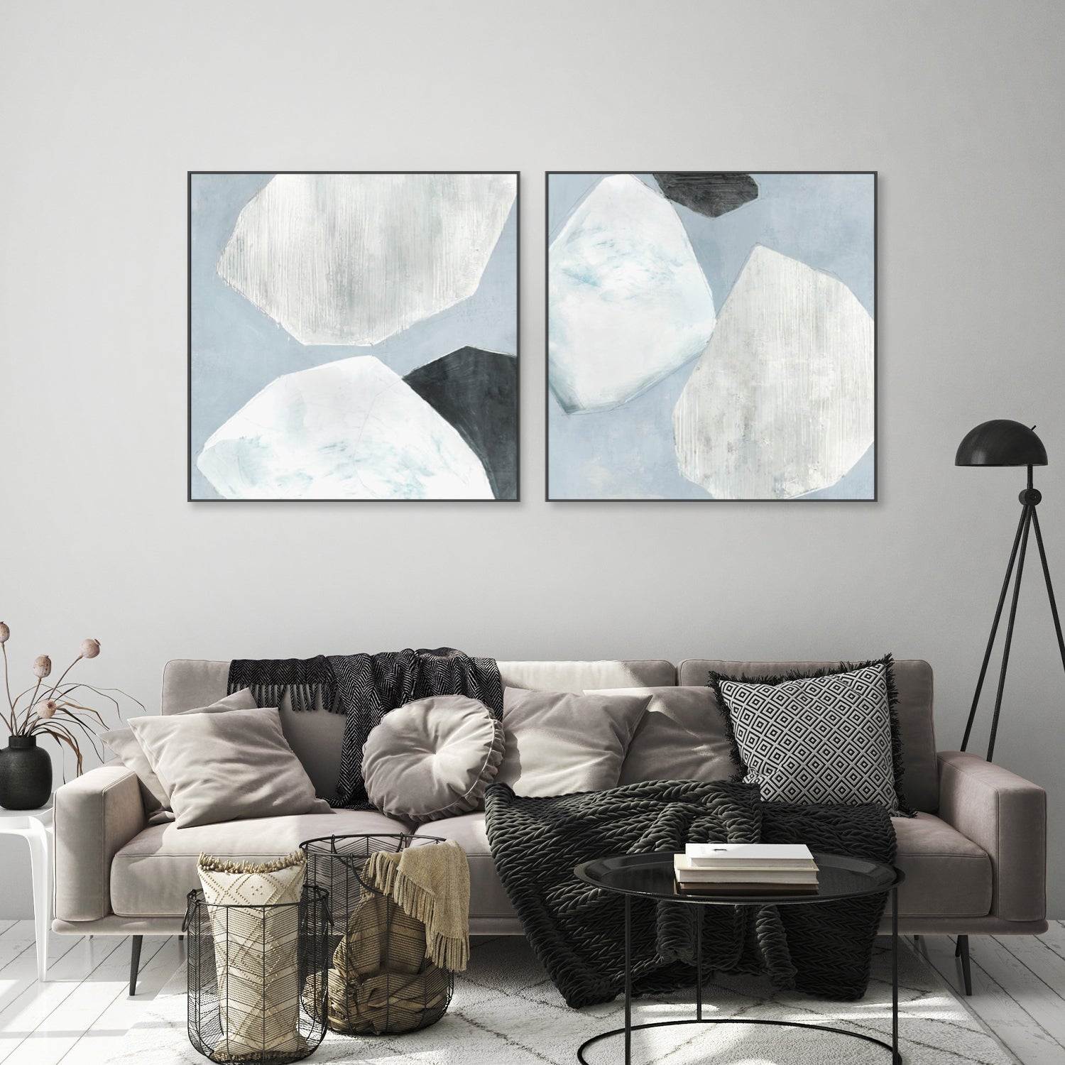 wall-art-print-canvas-poster-framed-Blue Foundtain, Style A & B, Set Of 2-7