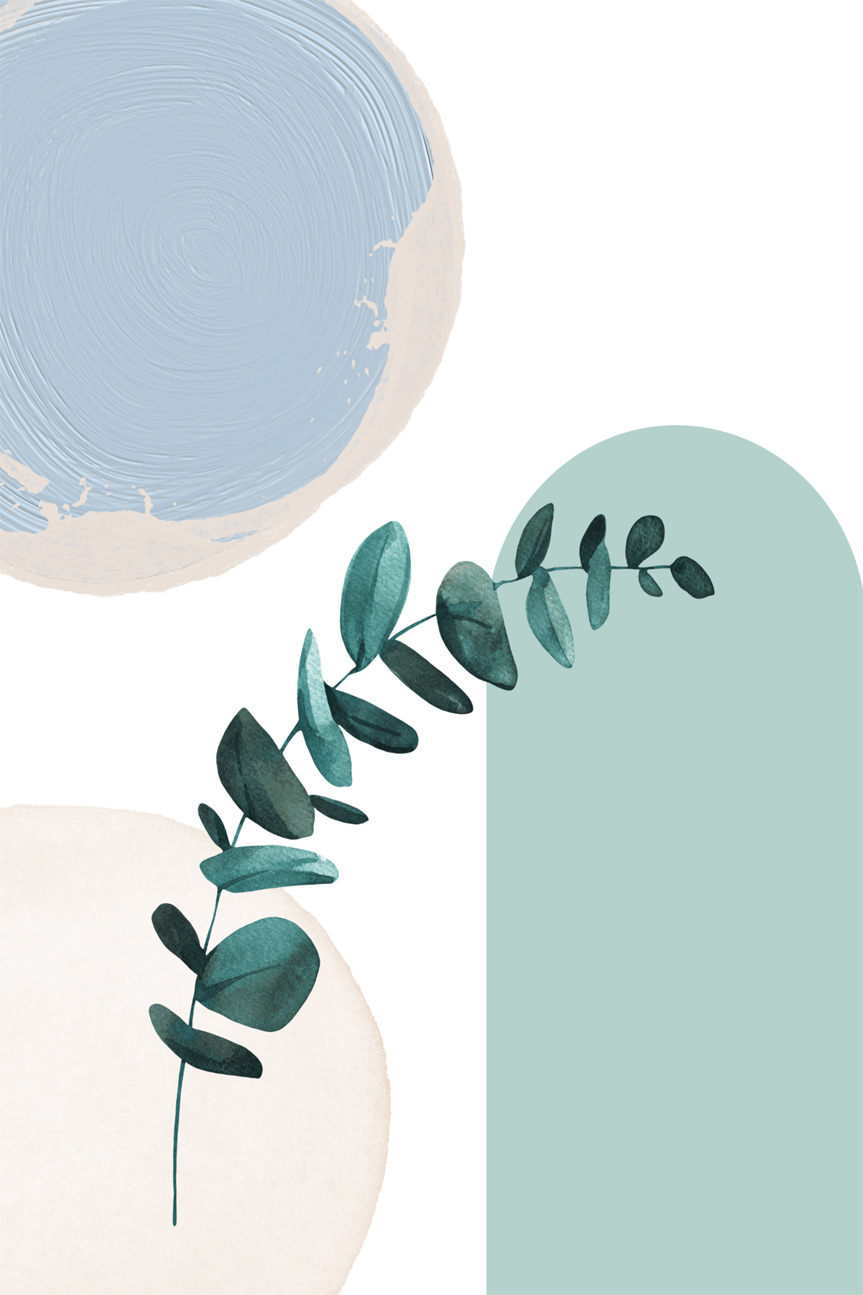 Blue Green Boho, Style B , By Sally Ann Moss Wall Art Print Framed