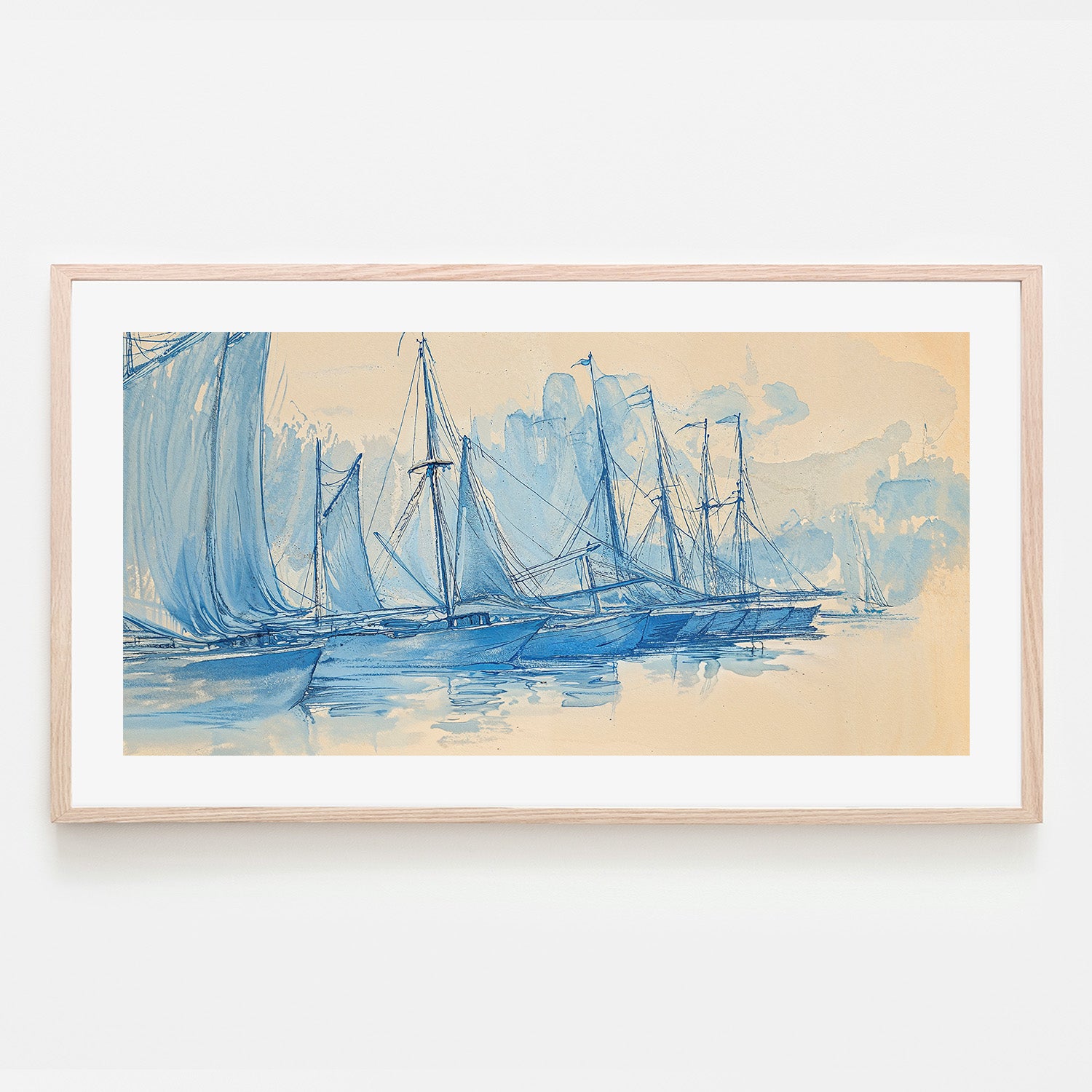 wall-art-print-canvas-poster-framed-Blue Sailboats , By Lady Hana-6