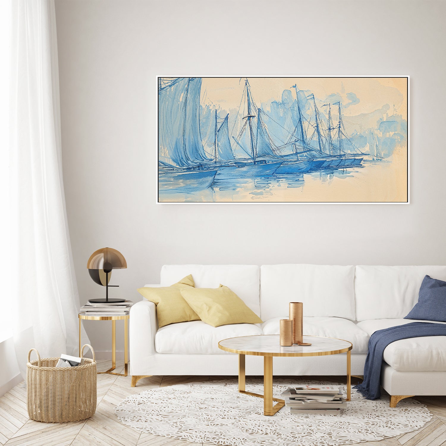 wall-art-print-canvas-poster-framed-Blue Sailboats , By Lady Hana-7