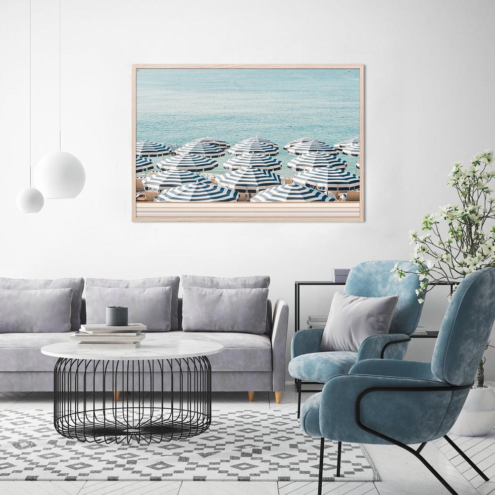 wall-art-print-canvas-poster-framed-Blue Striped Beach Umbrellas-8