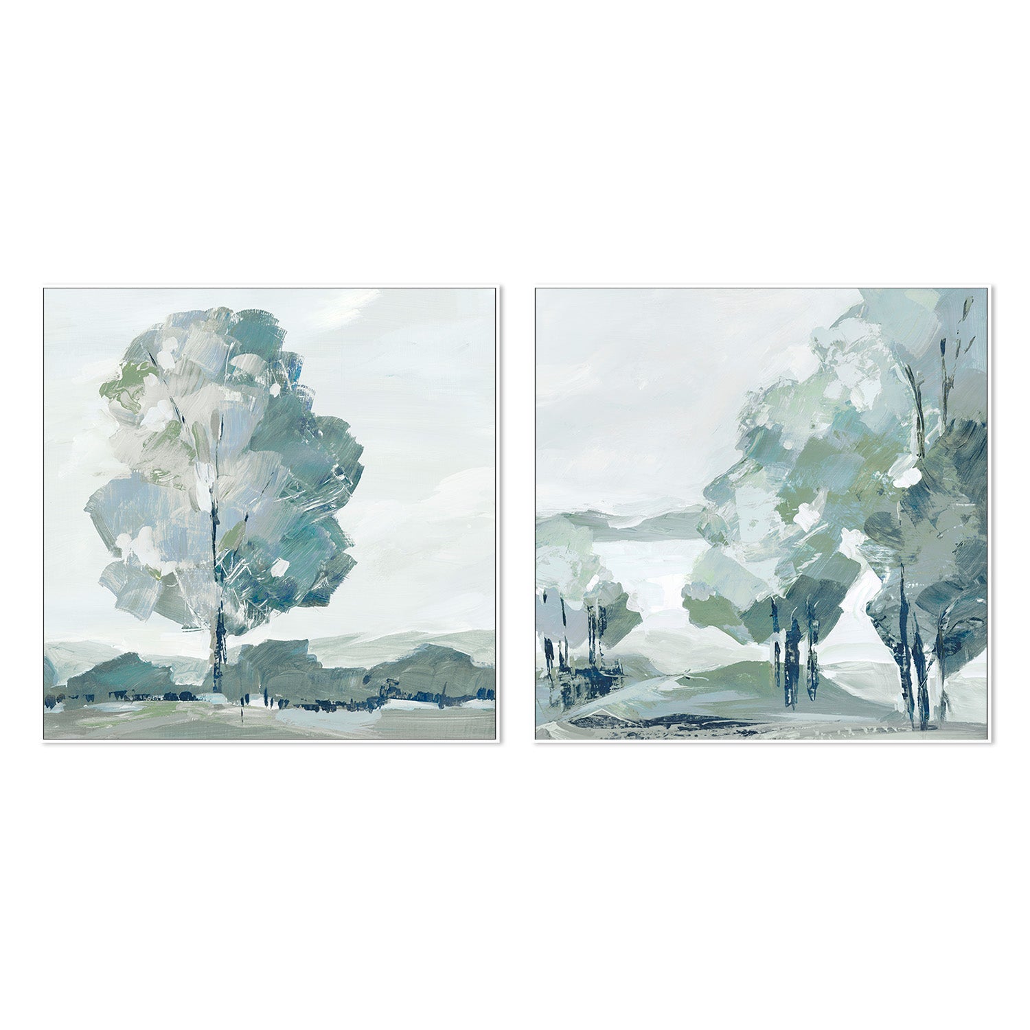 wall-art-print-canvas-poster-framed-Blue Tree Forest, Style A & B, Set Of 2 , By Leda Robertson-5