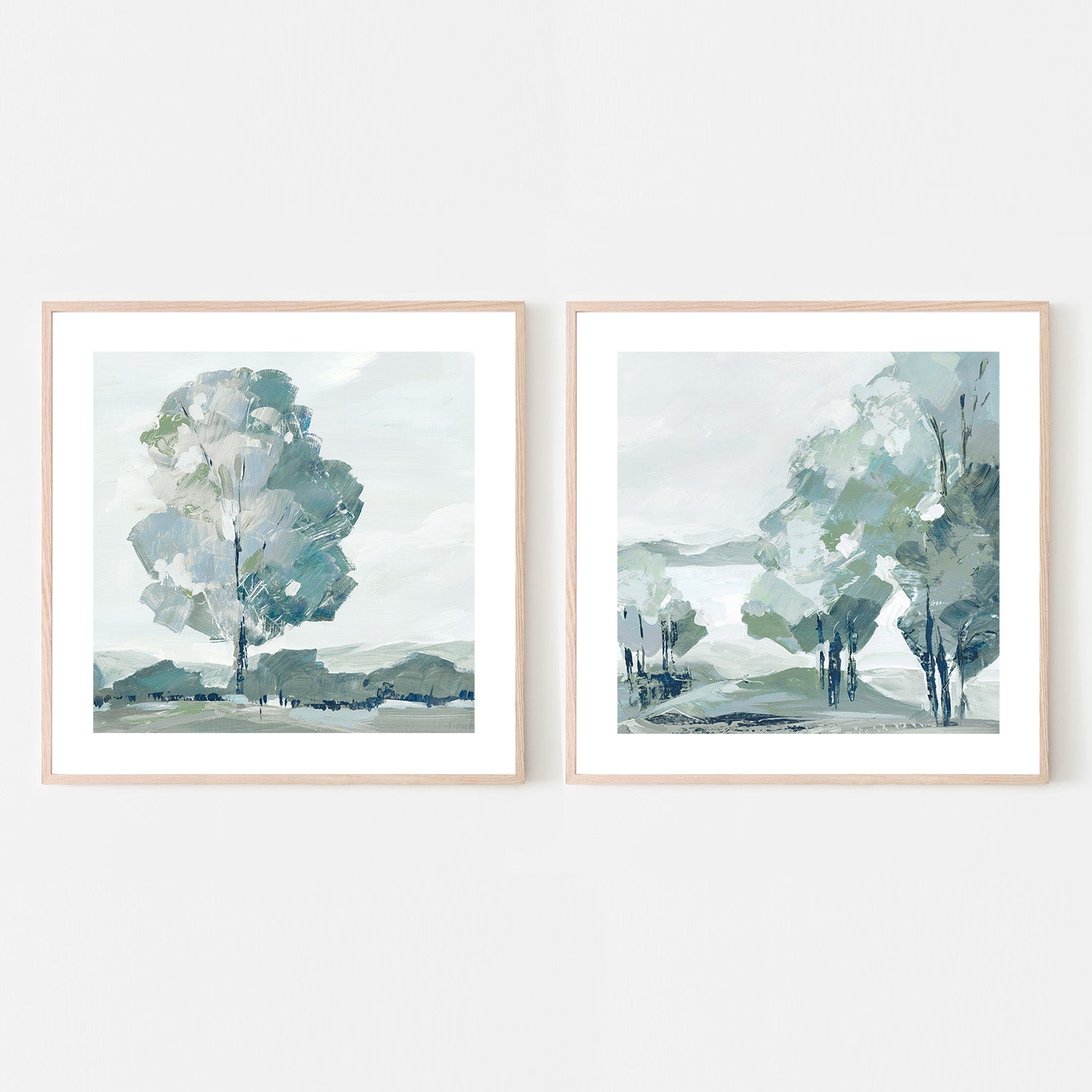 wall-art-print-canvas-poster-framed-Blue Tree Forest, Style A & B, Set Of 2 , By Leda Robertson-6