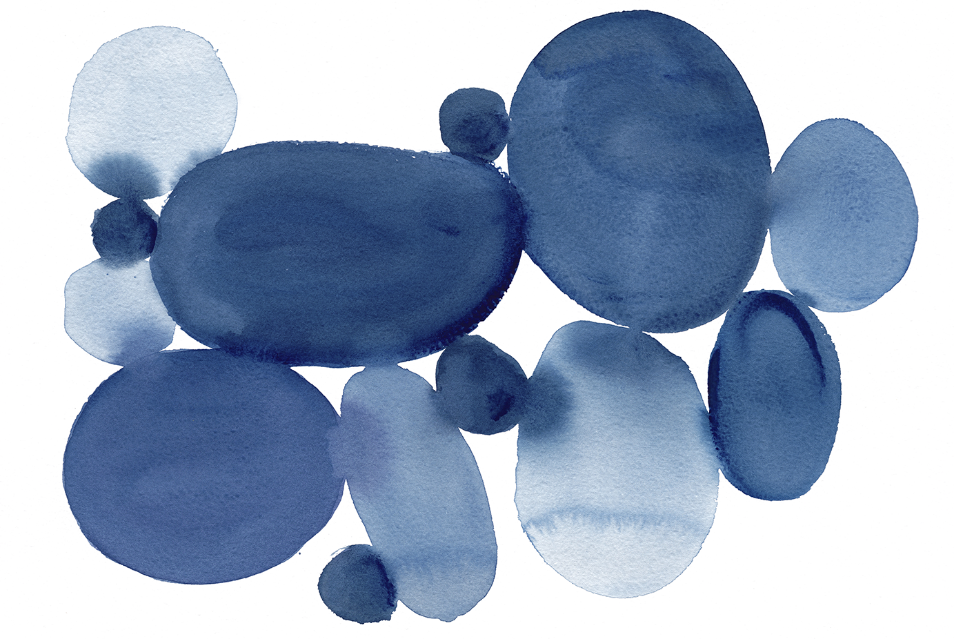 wall-art-print-canvas-poster-framed-Blue Watercolor Stones, Style A , By Danushka Abeygoda-1