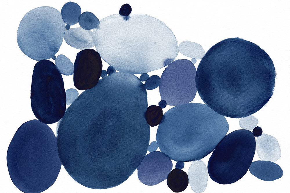 wall-art-print-canvas-poster-framed-Blue Watercolor Stones, Style B , By Danushka Abeygoda-1