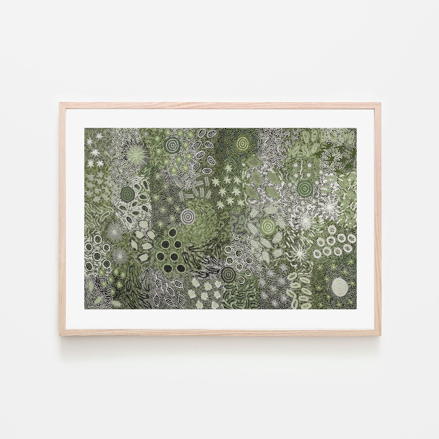 wall-art-print-canvas-poster-framed-Body Painting Ceremony, Green Tones , By Michelle Possum Nungurrayi-6