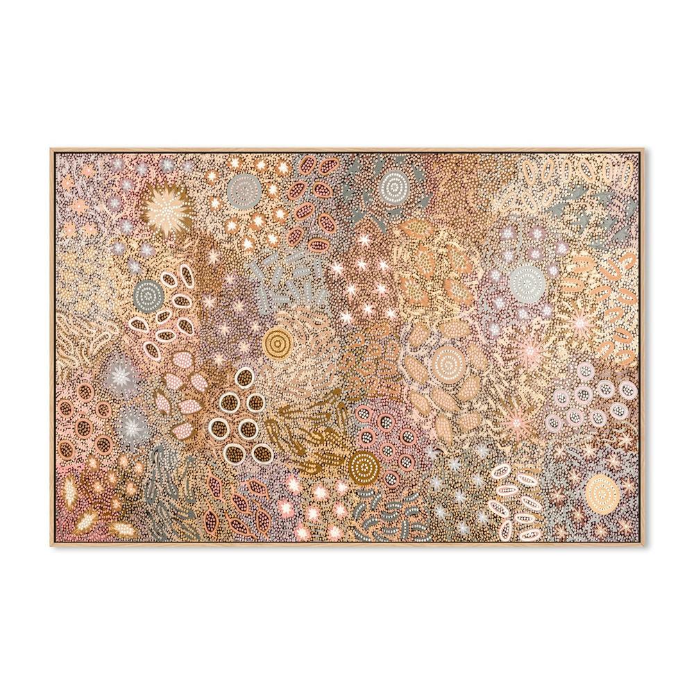 wall-art-print-canvas-poster-framed-Body Painting Ceremony, Peachy Tones , By Michelle Possum Nungurrayi-4