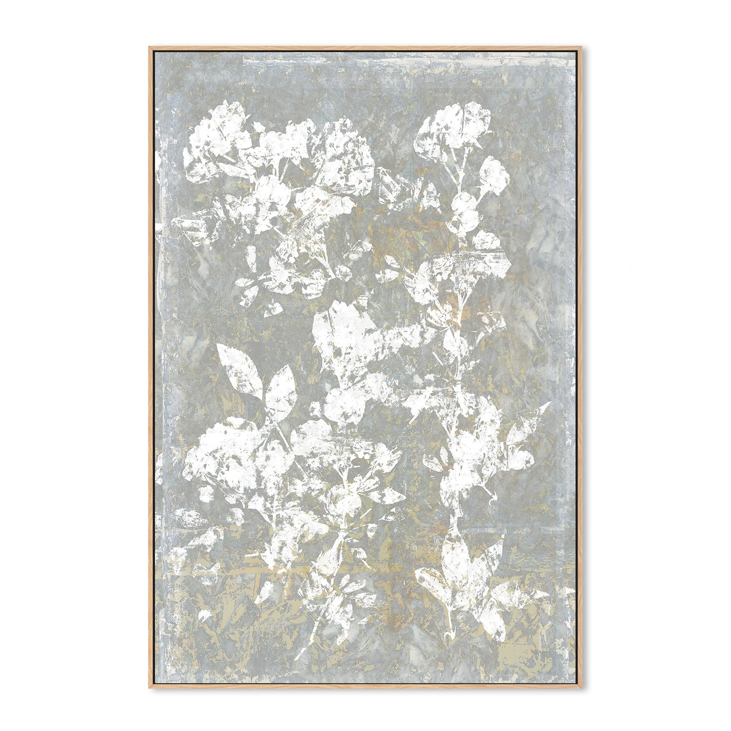 wall-art-print-canvas-poster-framed-Botanical White Textured Floral , Style A-4