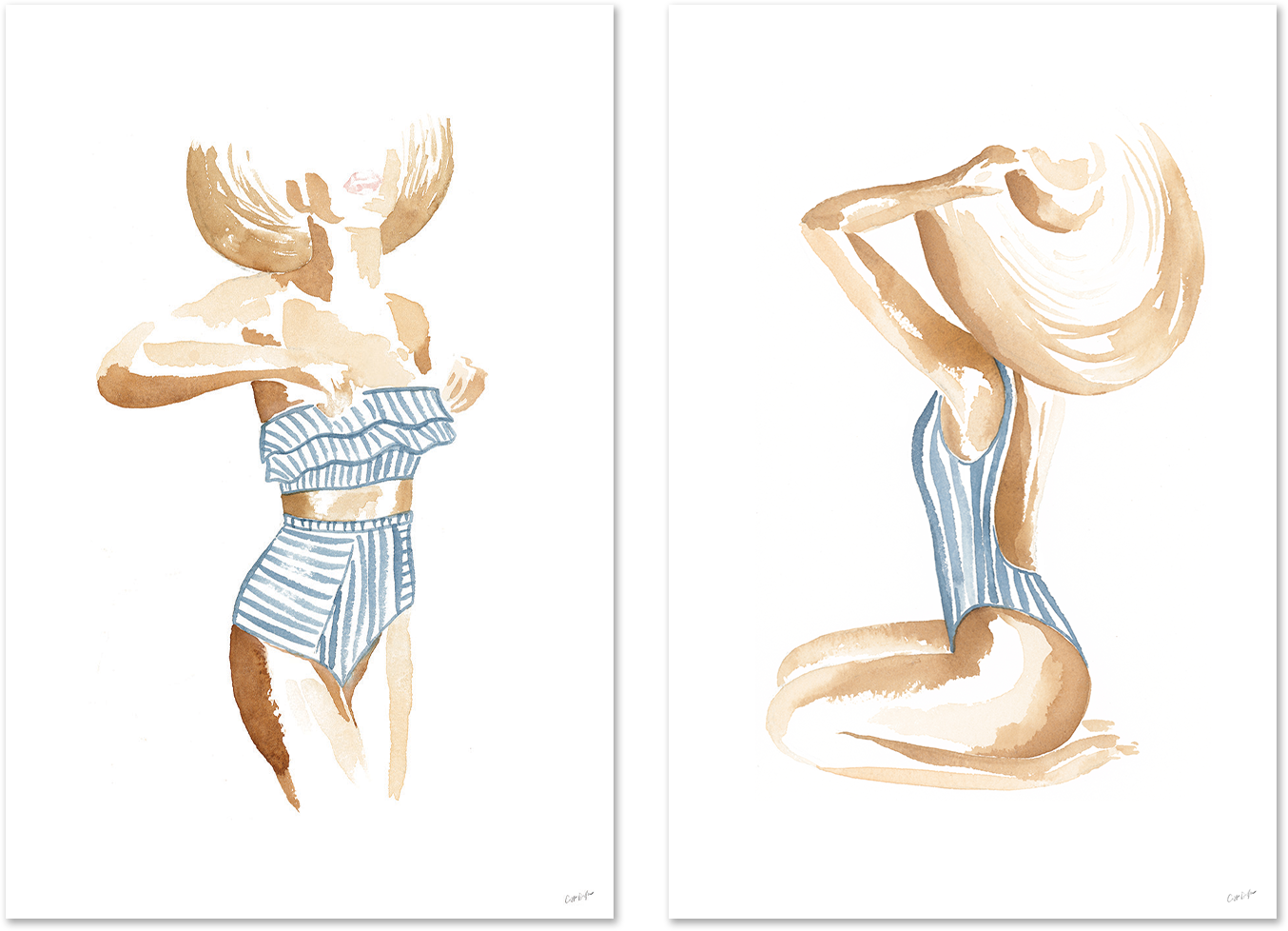 wall-art-print-canvas-poster-framed-Breezy Beach Babe, Set Of 2 , By Cass Deller-1