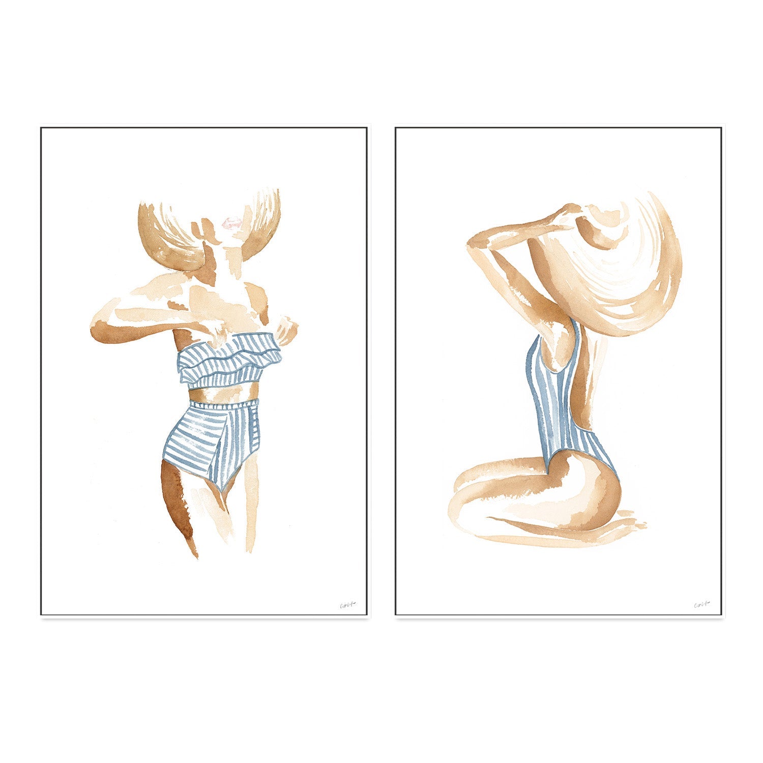 wall-art-print-canvas-poster-framed-Breezy Beach Babe, Set Of 2 , By Cass Deller-5
