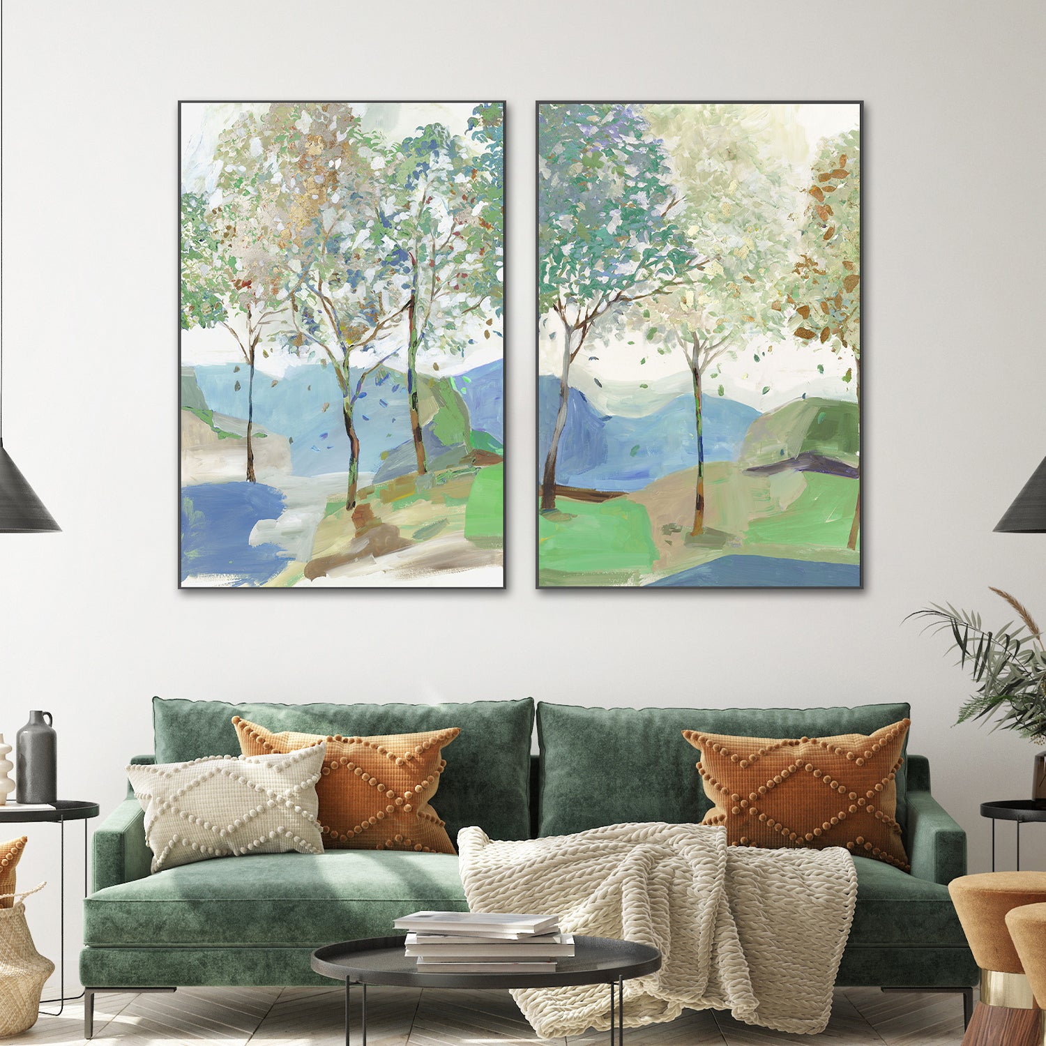 wall-art-print-canvas-poster-framed-Breezy Landscape, Style A & B, Set Of 2-2