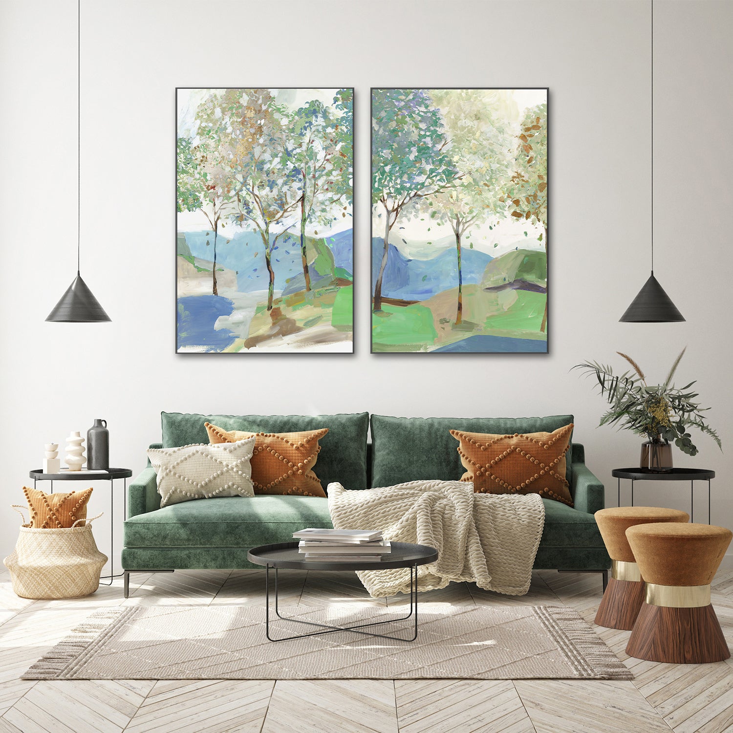wall-art-print-canvas-poster-framed-Breezy Landscape, Style A & B, Set Of 2-7