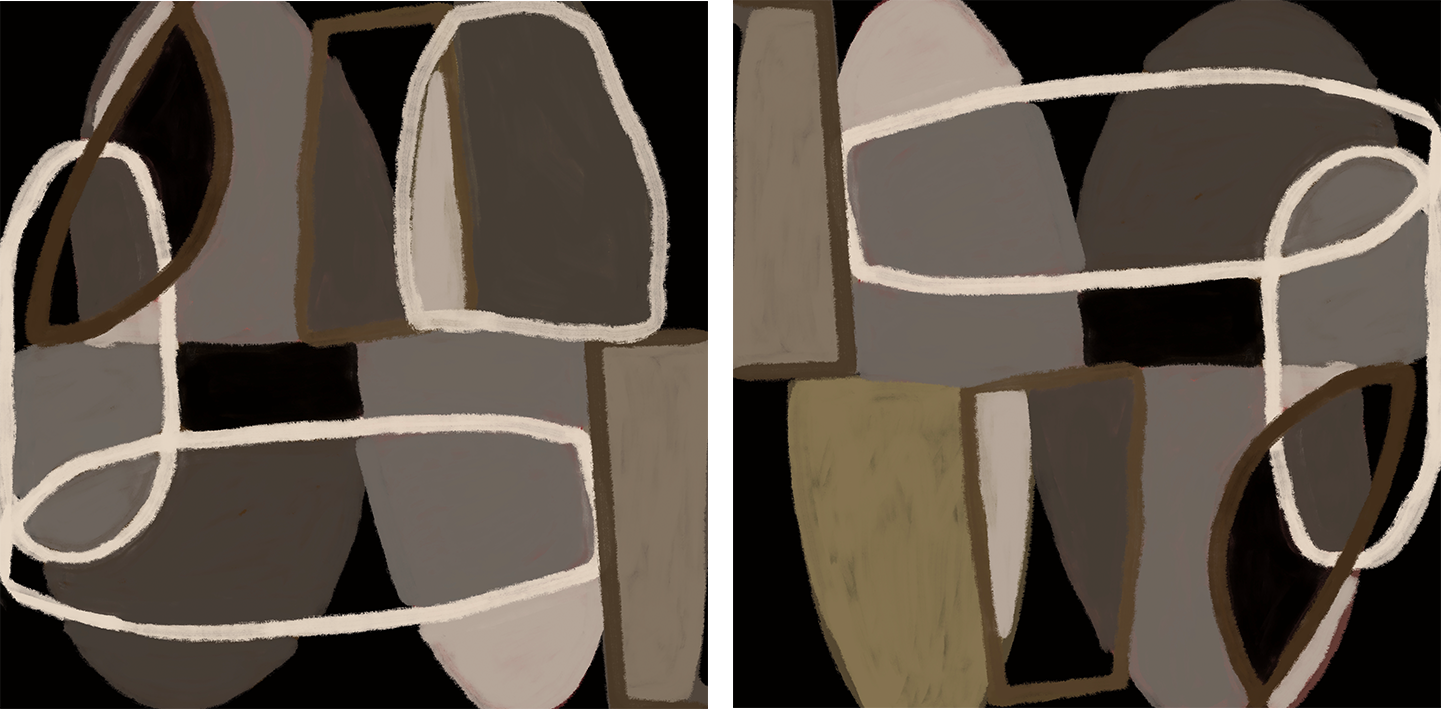 wall-art-print-canvas-poster-framed-Brown Abstract, Style A & B, Set Of 2 , By Sharyn Bursic-1