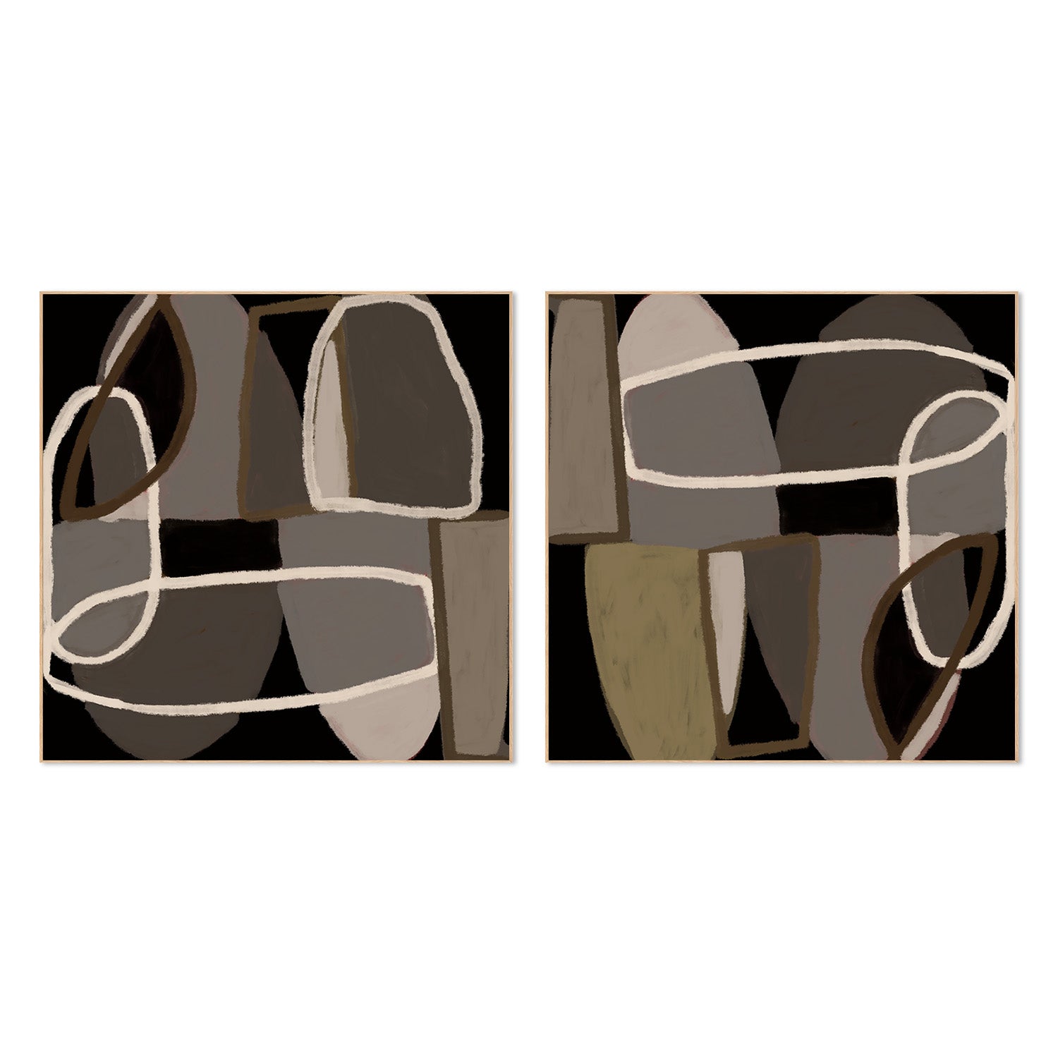 wall-art-print-canvas-poster-framed-Brown Abstract, Style A & B, Set Of 2 , By Sharyn Bursic-4